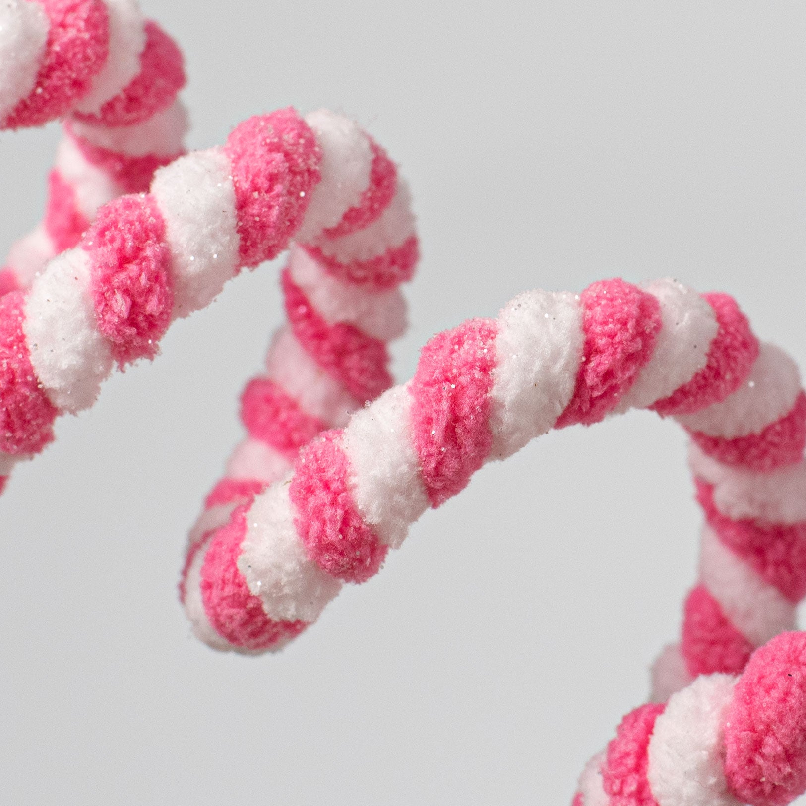 16" Peppermint Curly Chenille Pick: Pink & White detail photo 3