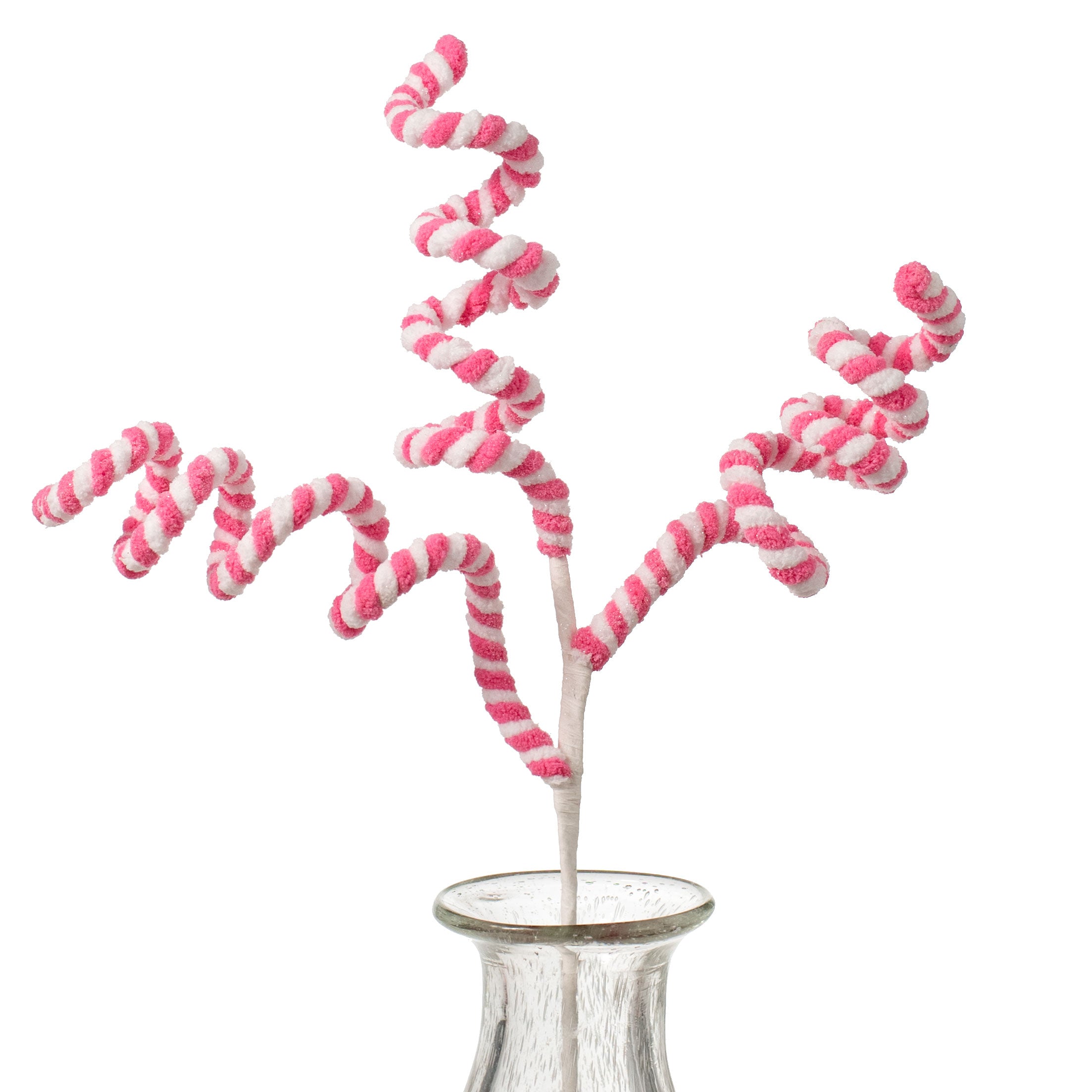 16" Peppermint Curly Chenille Pick: Pink & White Item Number: 84124PKWT