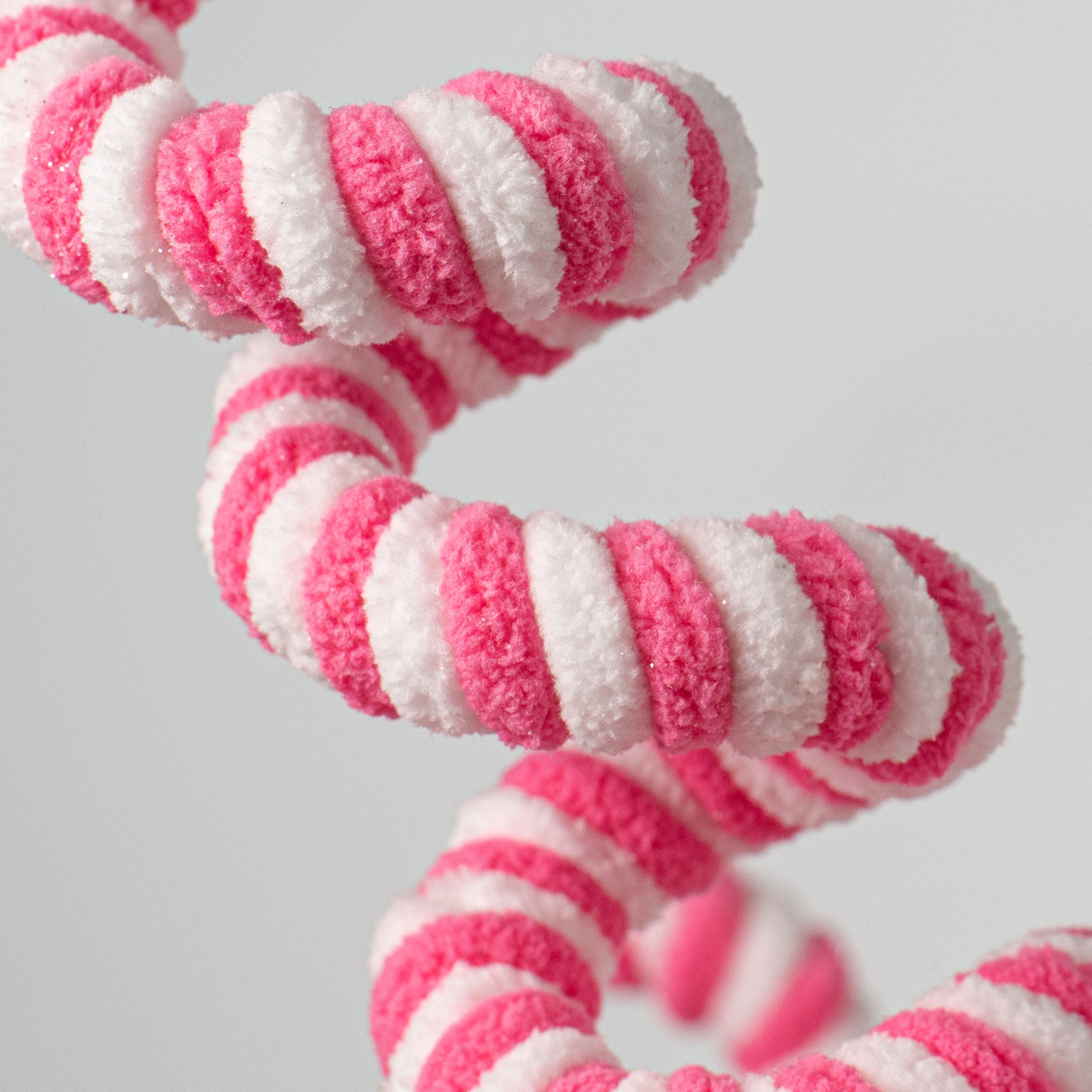 31" Peppermint Curly Chenille Spray: Pink & White detail photo 3