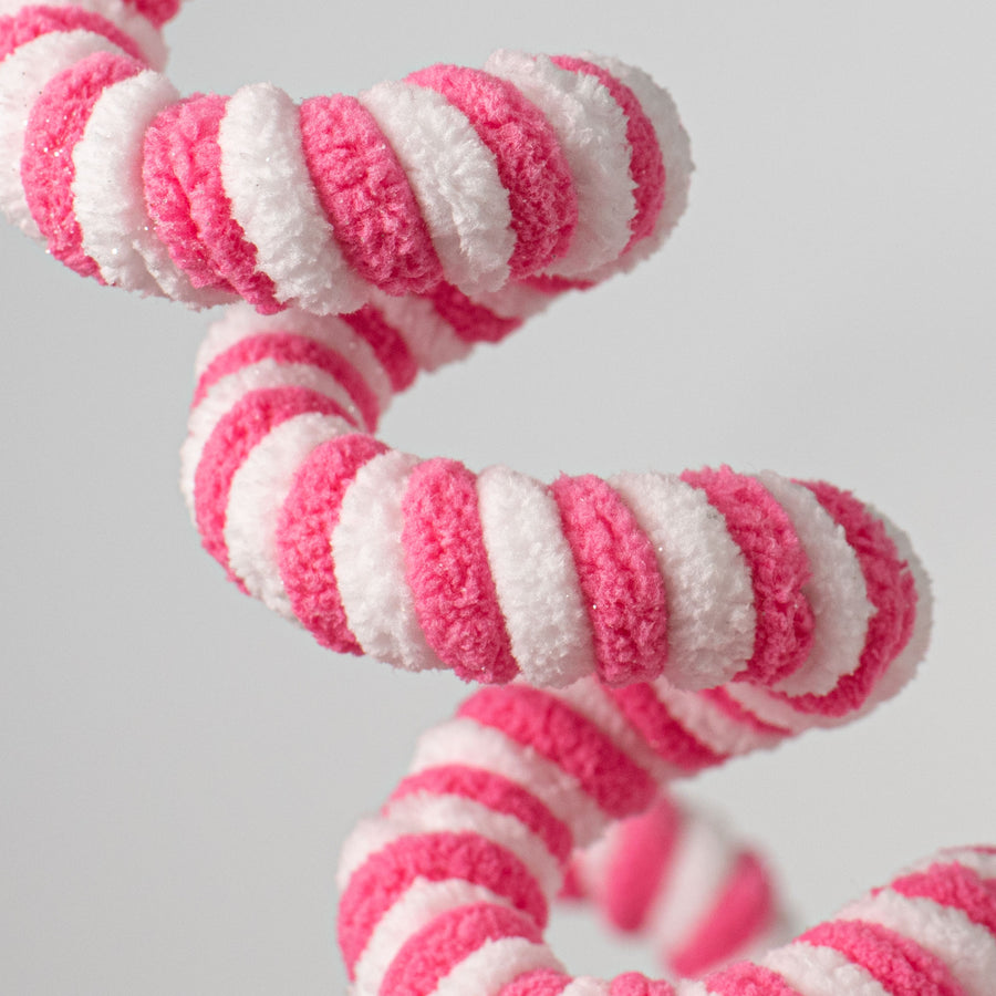 31" Peppermint Curly Chenille Spray: Pink & White detail photo 3