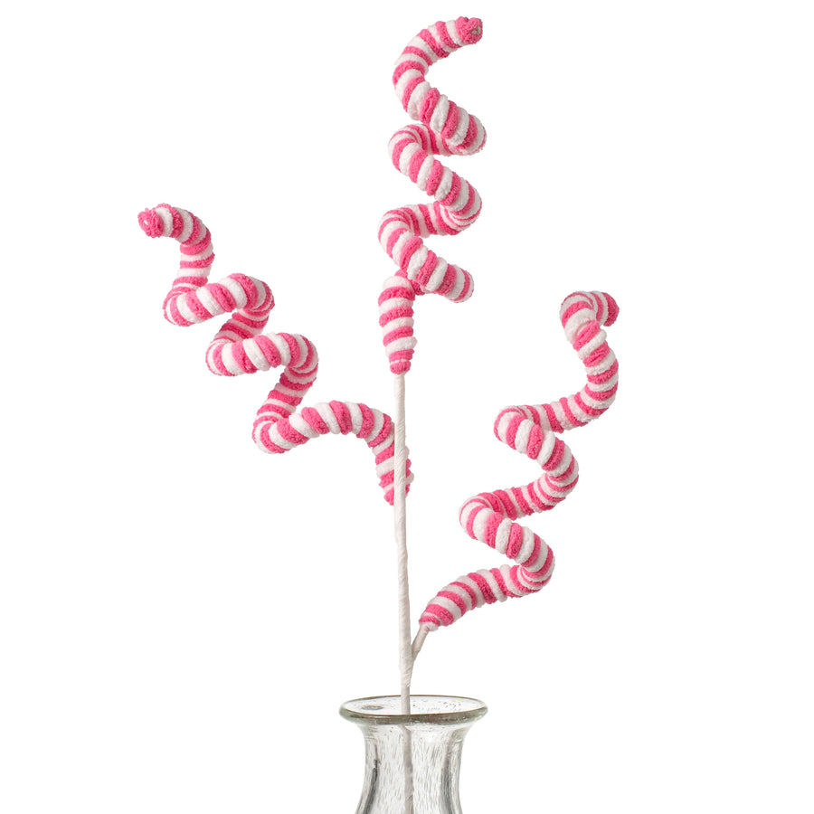 31" Peppermint Curly Chenille Spray: Pink & White Item Number: 84119PKWT