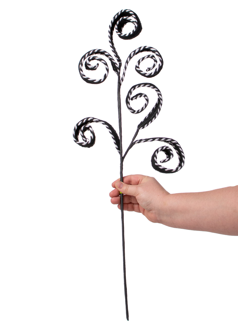 27" Peppermint Curly Felt Spray: Black & White detail photo 3