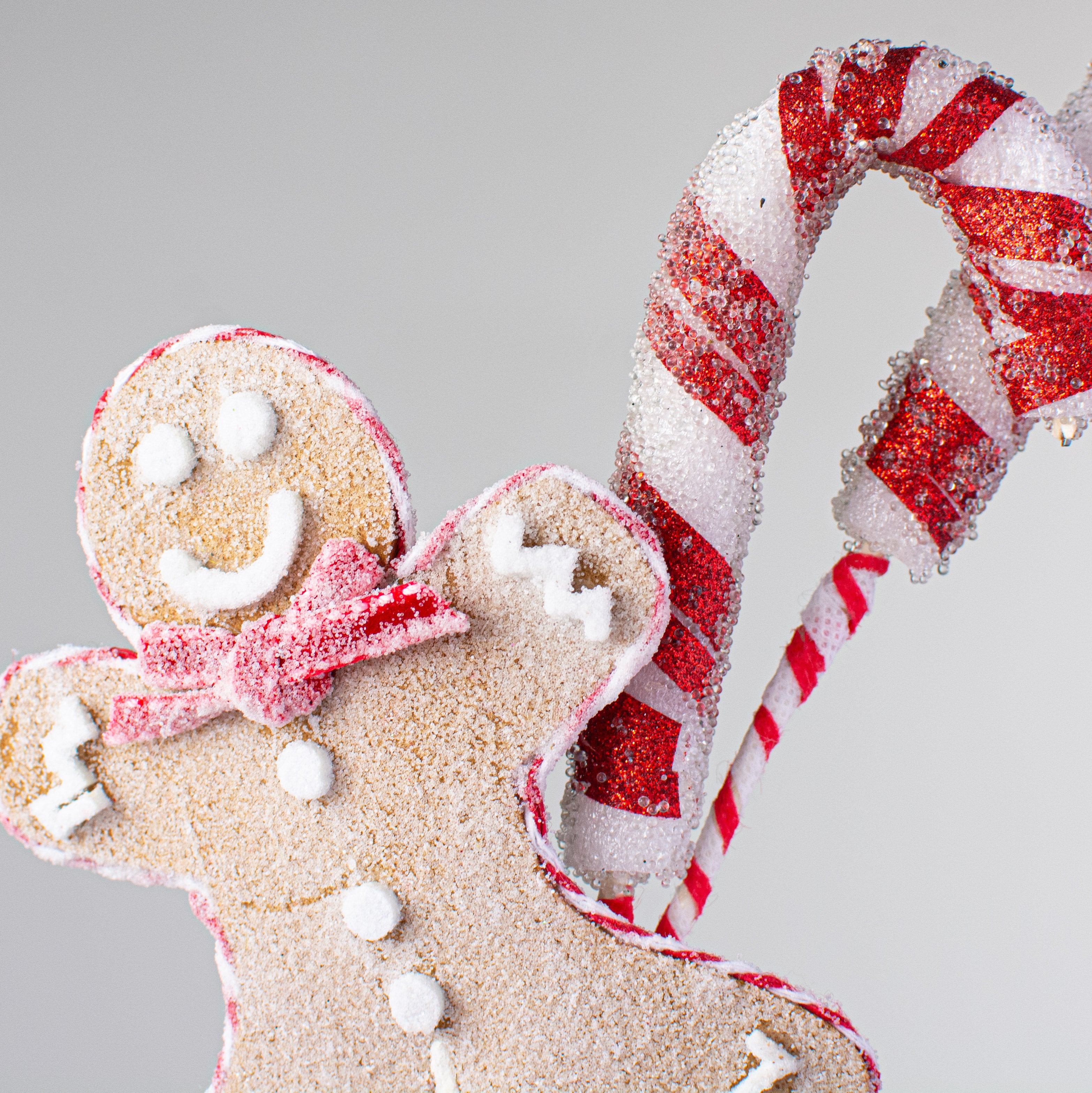 16" Peppermint Gingerbread Candy Cane Spray Lifestyle Photo