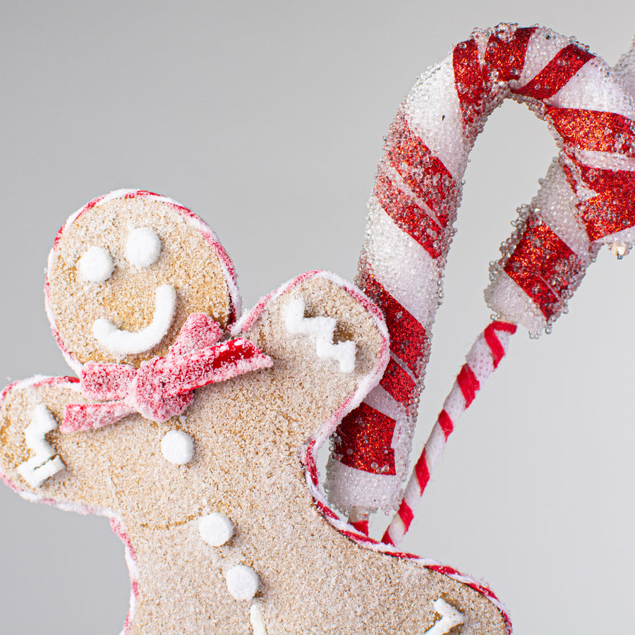 16" Peppermint Gingerbread Candy Cane Spray Lifestyle Photo