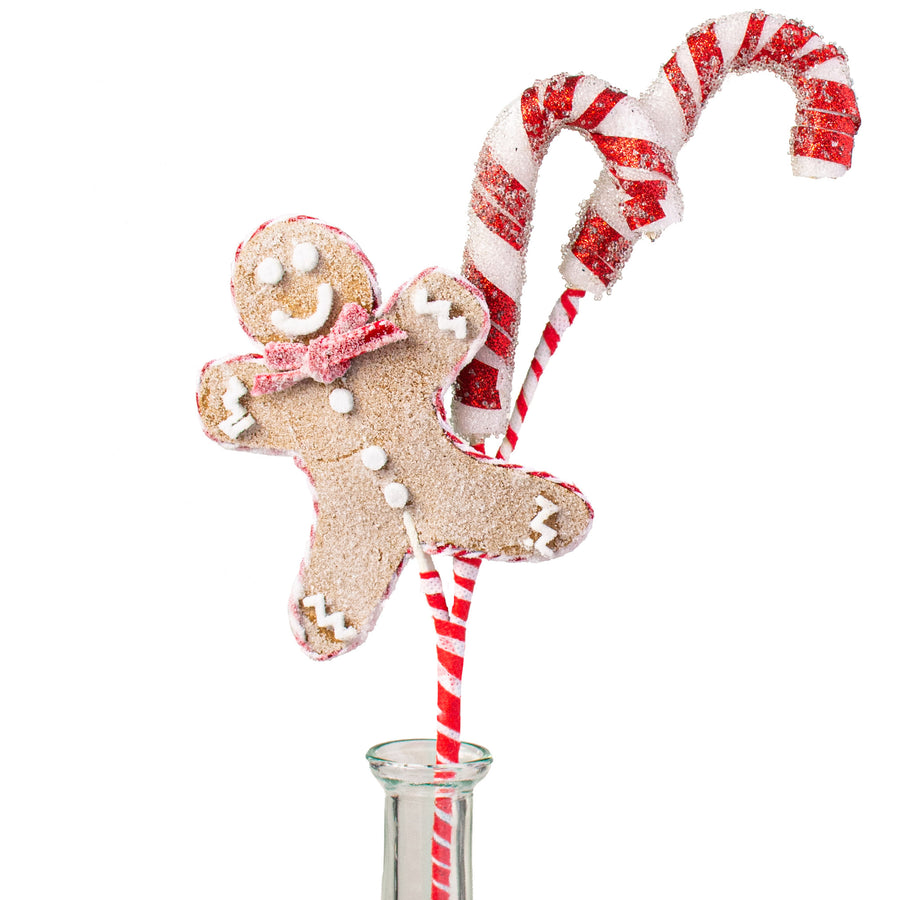 16" Peppermint Gingerbread Candy Cane Spray Item Number: 85282RDWTBN
