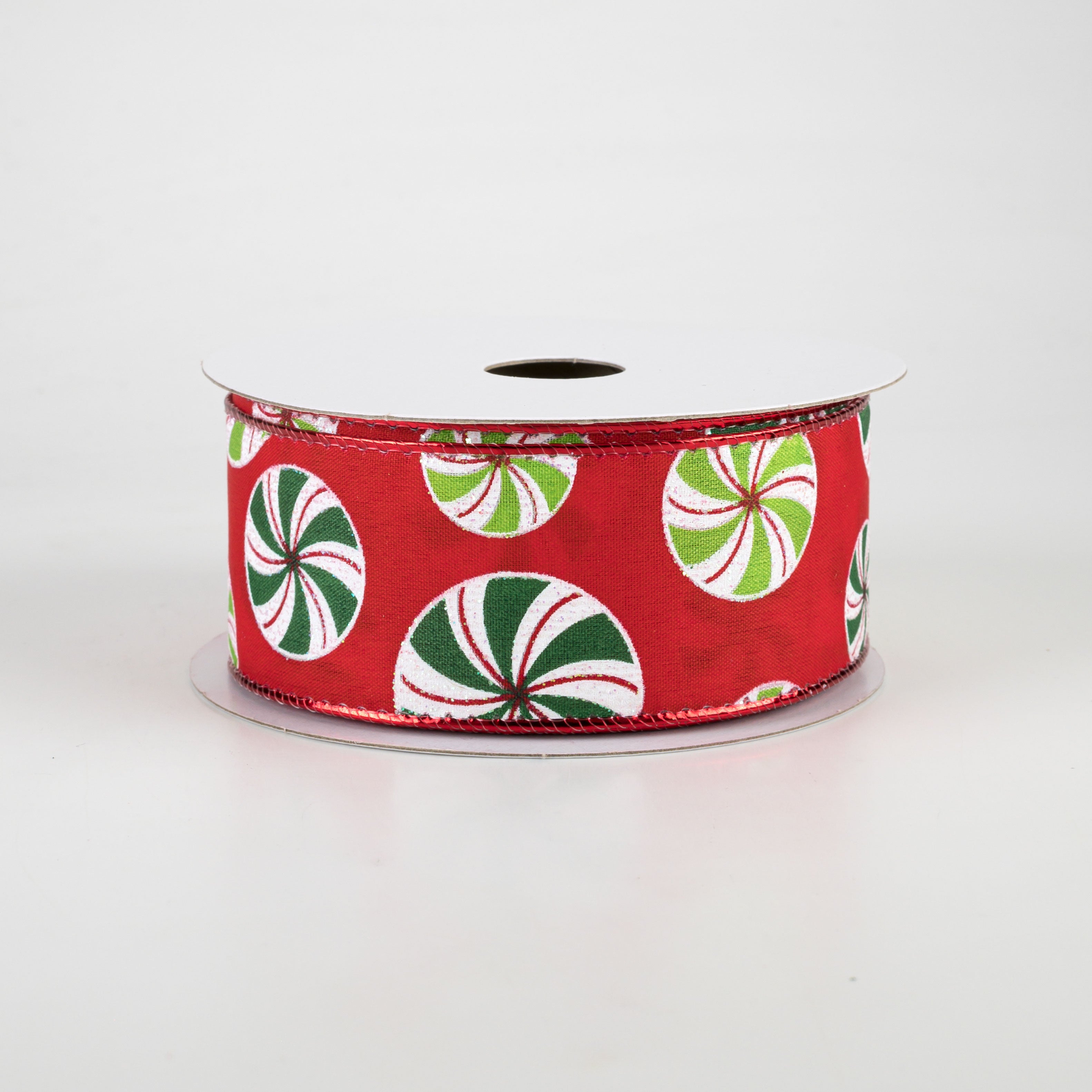 1.5" Peppermint Polka Dot Red Satin Ribbon (10 Yards)