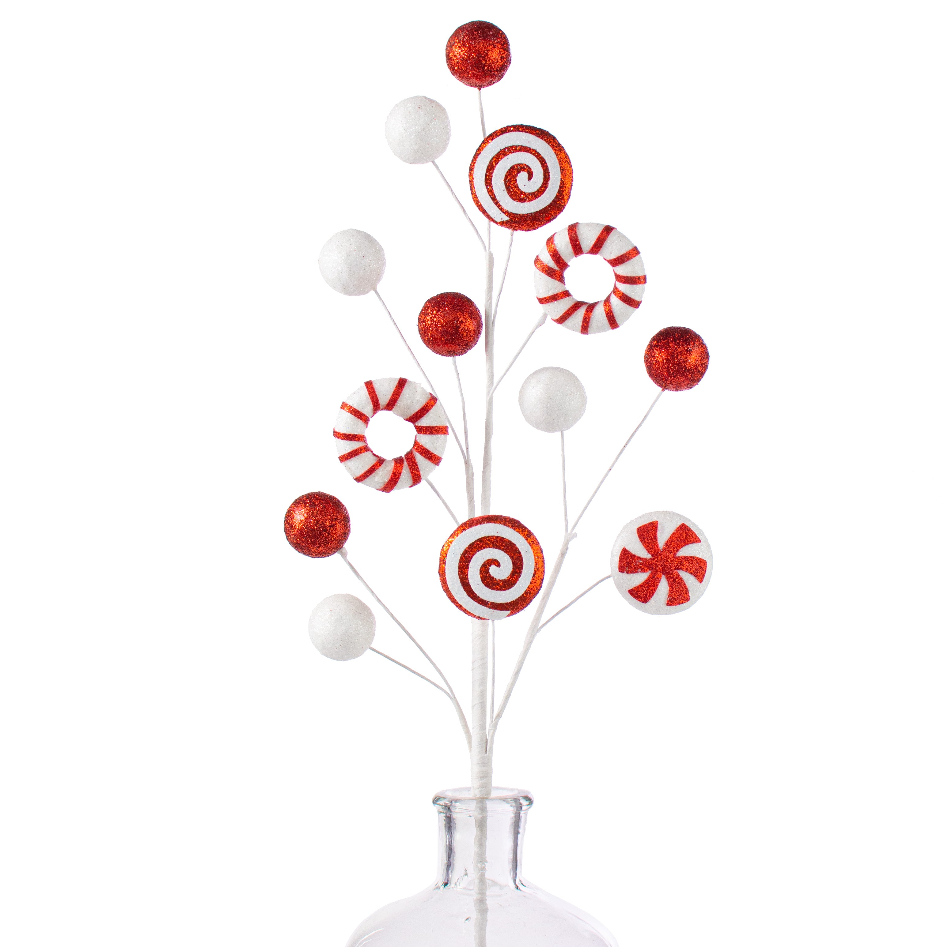 24" Peppermint Ring Candy Spray: Red Item Number: 85756RD