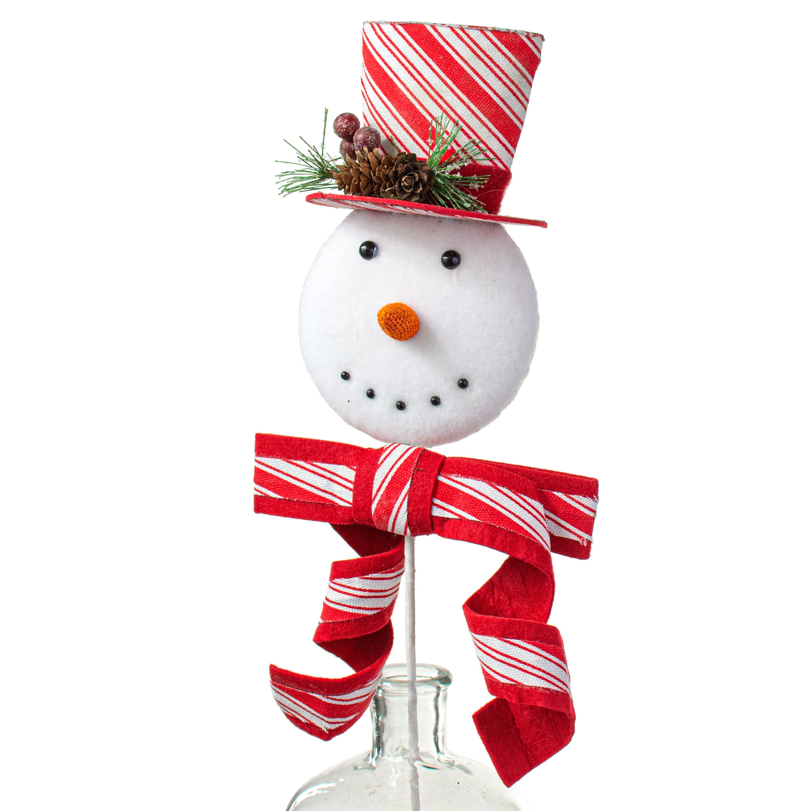 25" Peppermint Snowman With Hat & Bow Spray Item Number: 84688RDWT