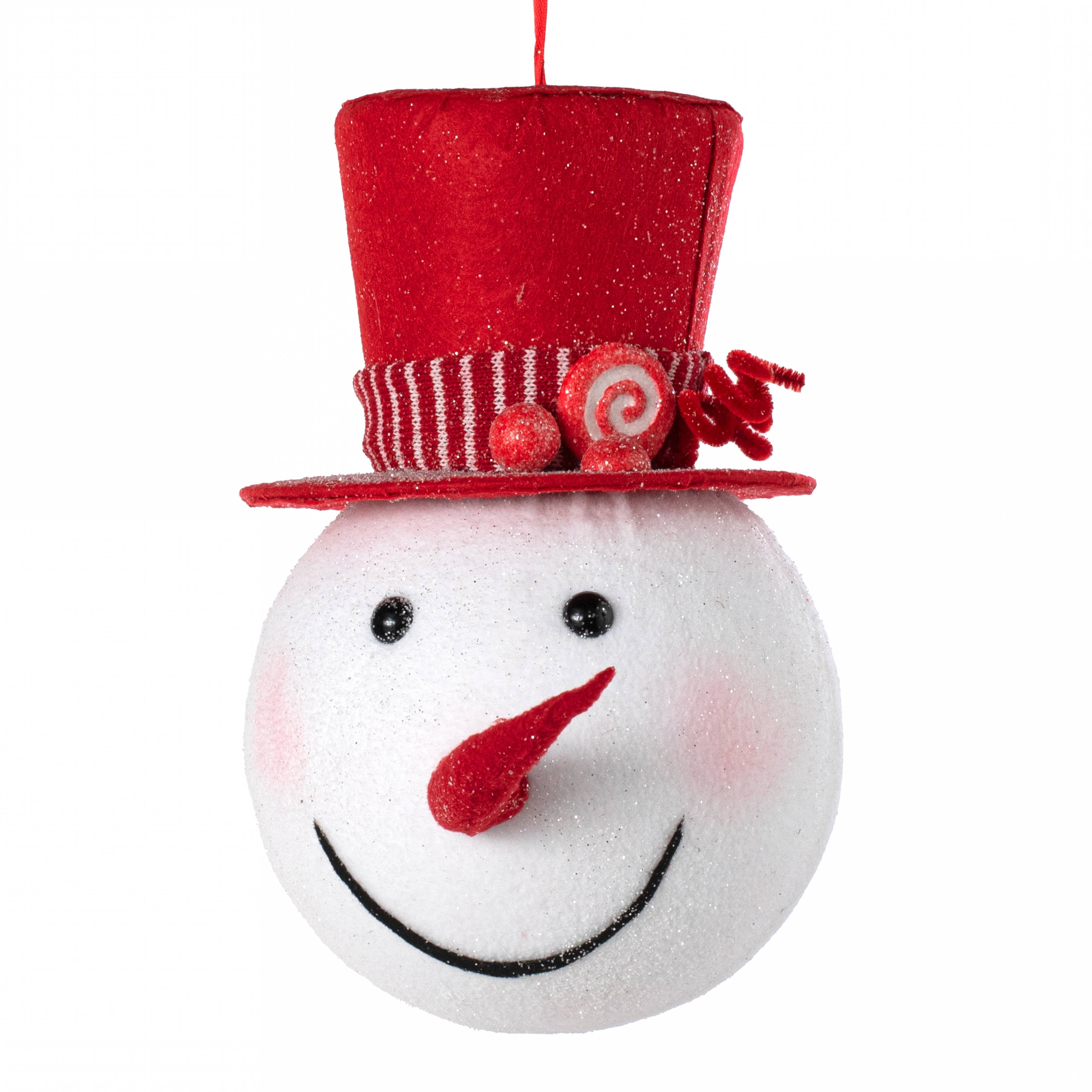 11" Peppermint Snowman Head Ornament Item Number: 86212RDWT