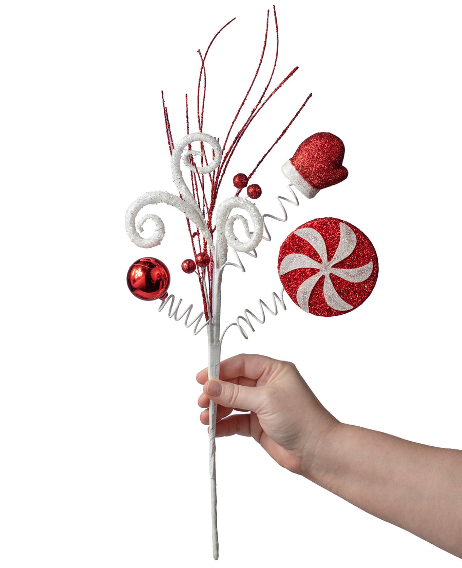16" Peppermint Spiral Swirl Floral Pick Lifestyle Photo