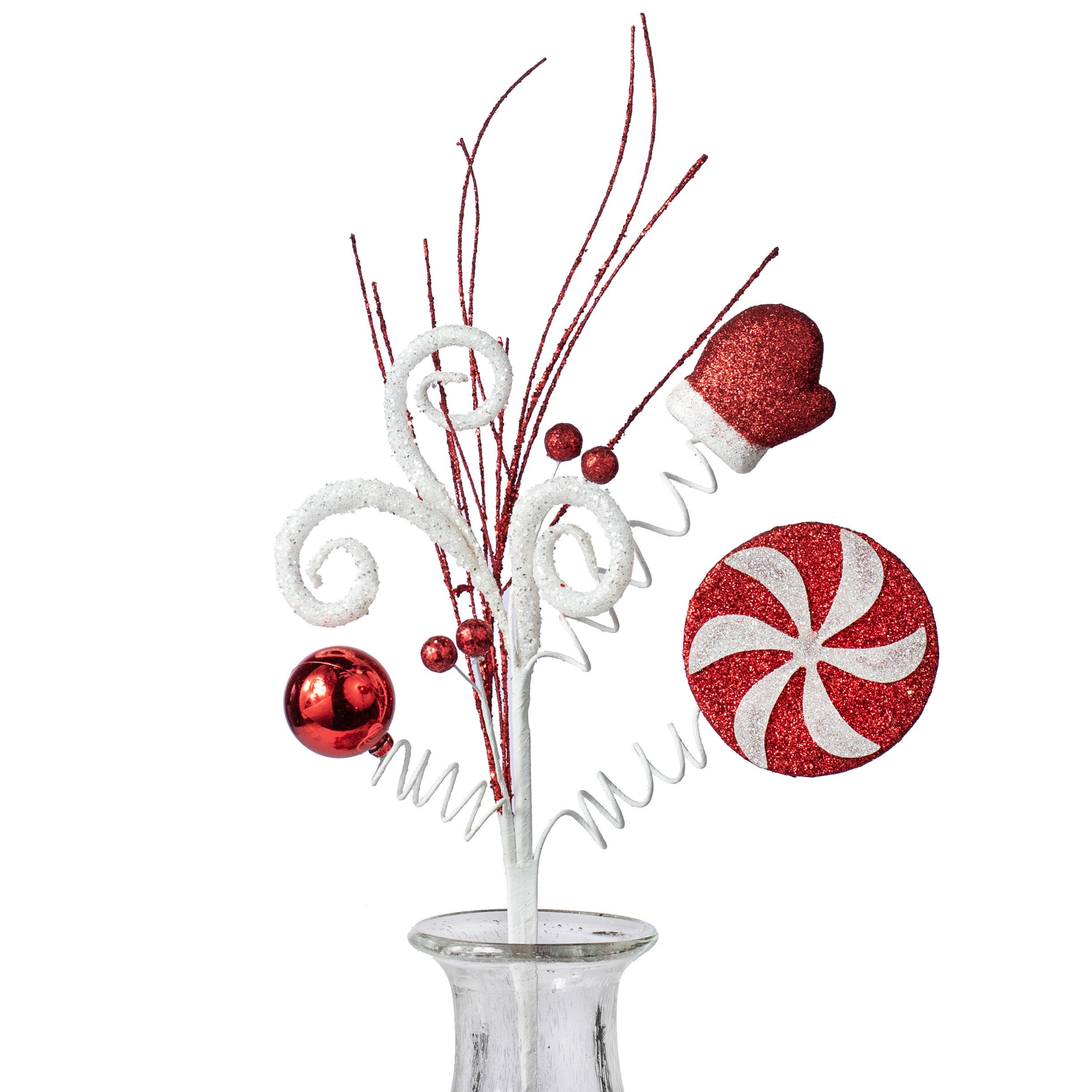 16" Peppermint Spiral Swirl Floral Pick Item Number: 81881RDWT