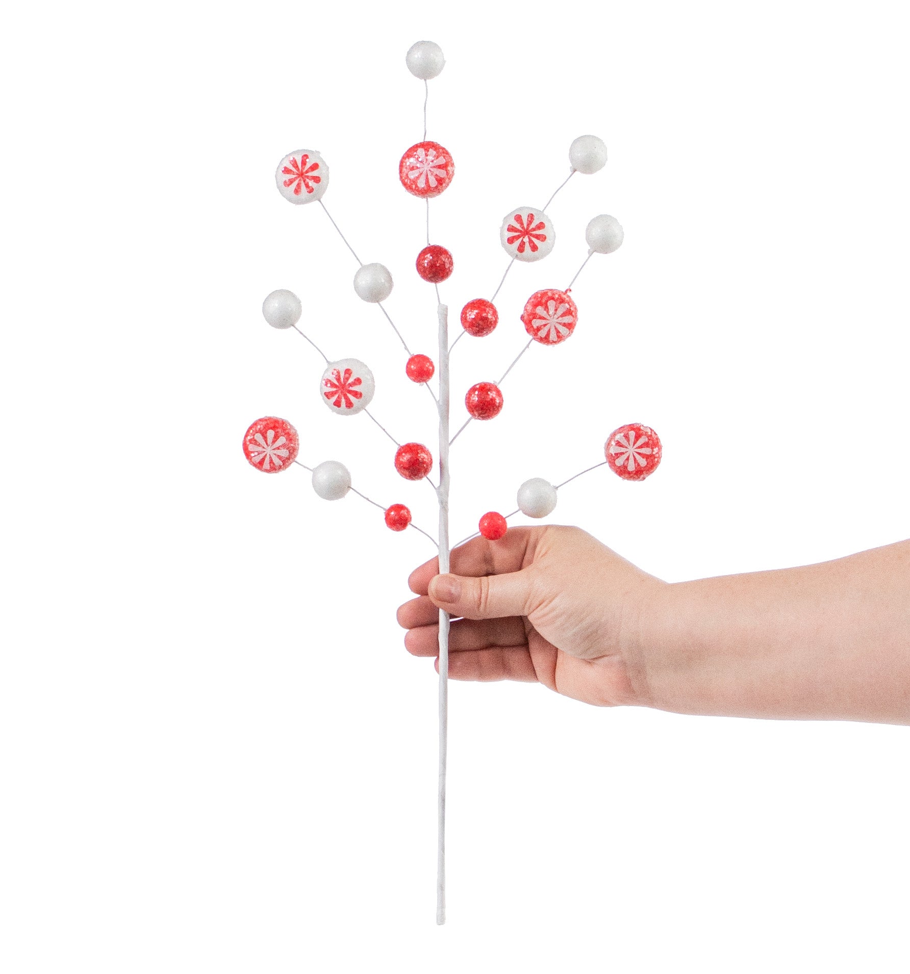 18" Peppermint Spray: Red & White detail photo 3