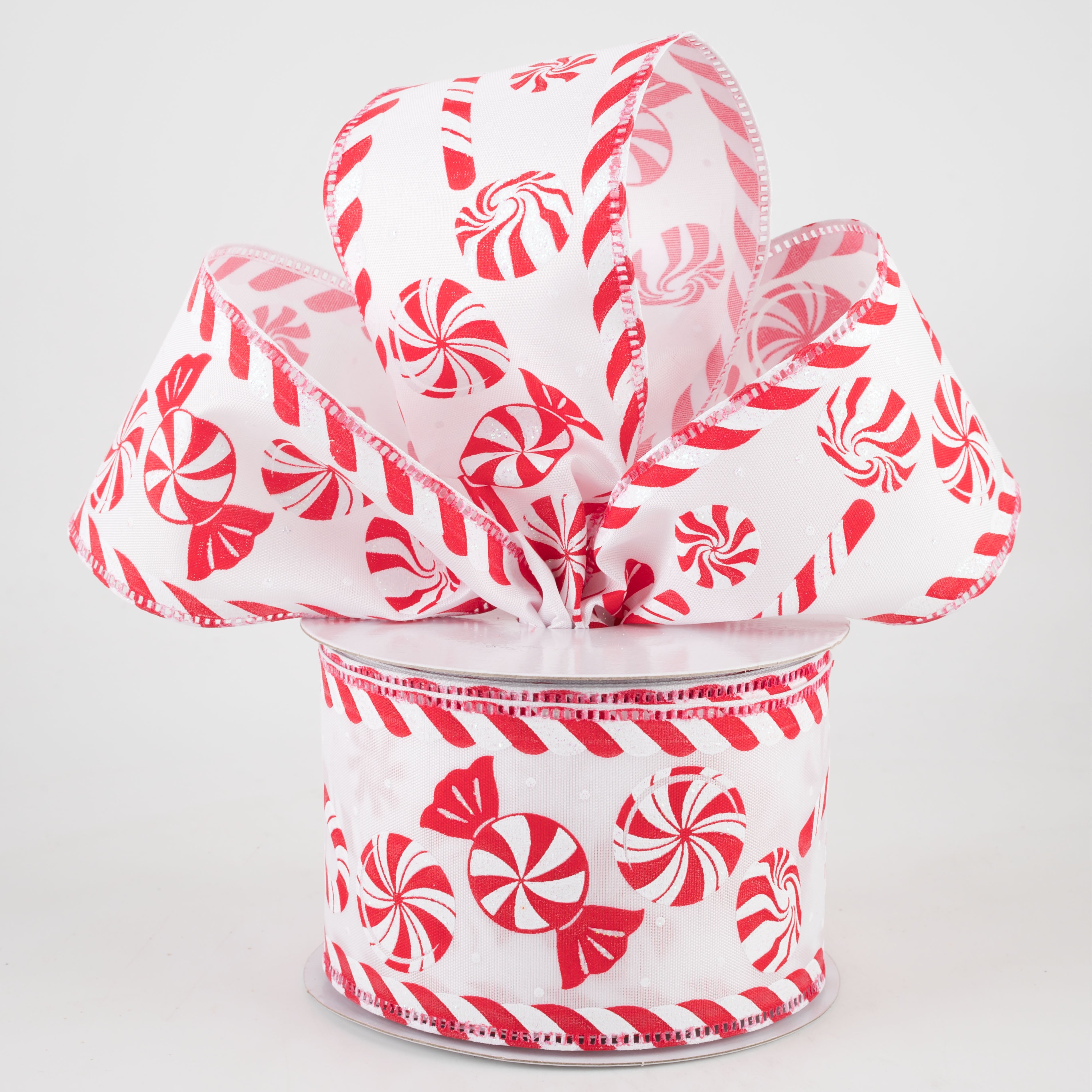 2.5" Peppermints With Candy Cane Edge Ribbon (10 Yards) Lifestyle Photo