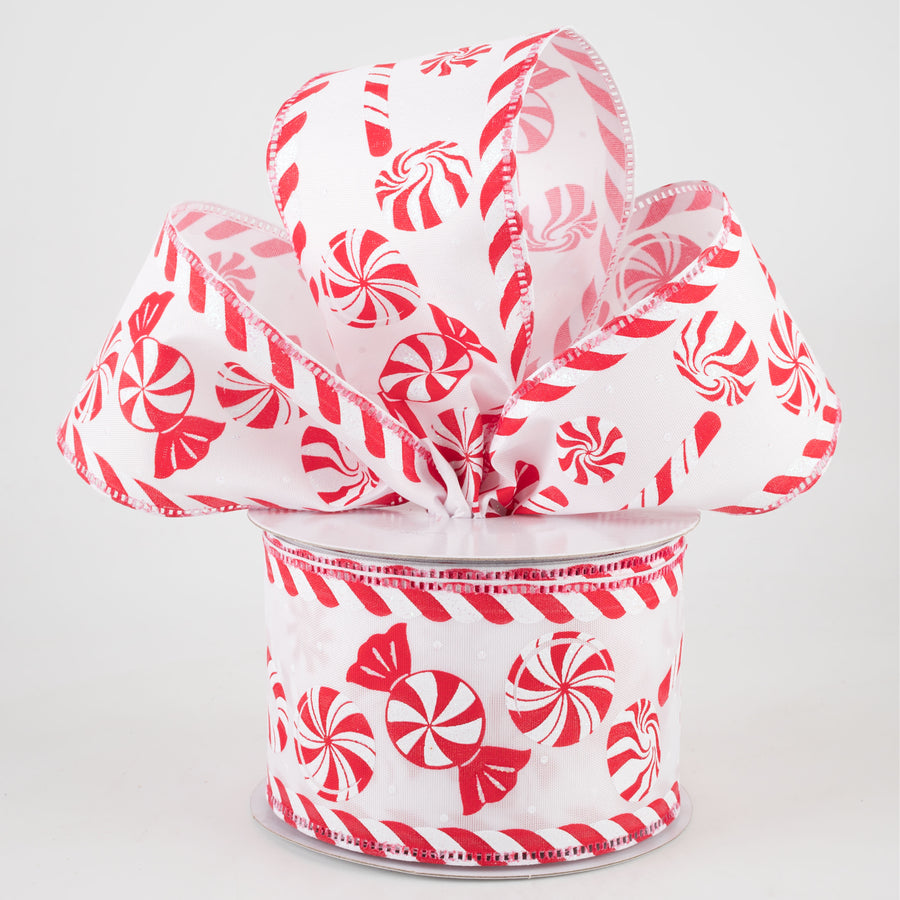2.5" Peppermints With Candy Cane Edge Ribbon (10 Yards) Lifestyle Photo