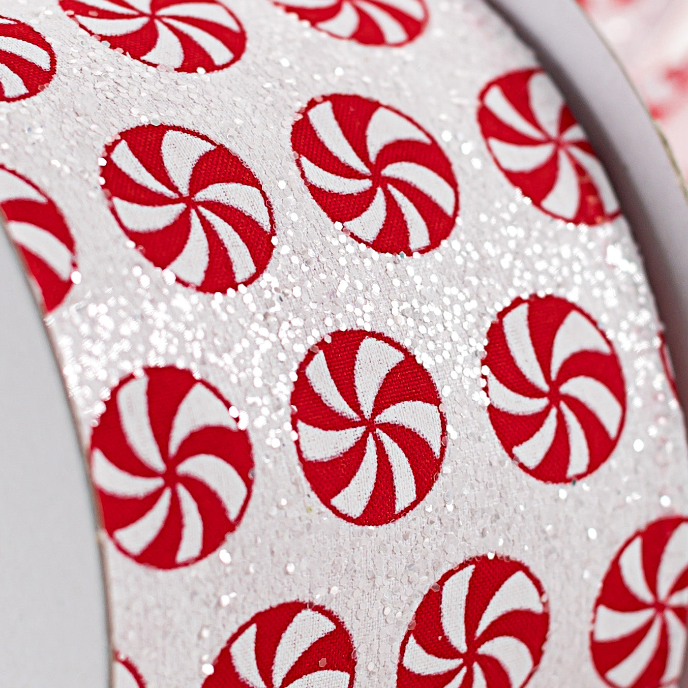 2.5" Peppermints White Glitter Satin Ribbon (10 Yards) detail photo 3