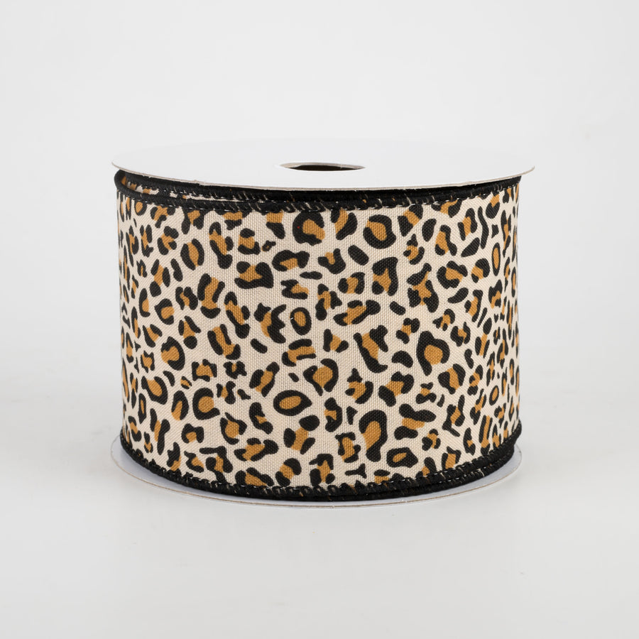 2.5" Petite Cheetah Print Satin Ribbon (10 Yards)