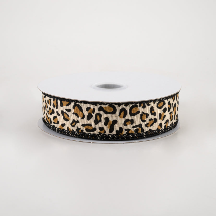 7/8" Petite Cheetah Print Satin Ribbon (10 Yards)