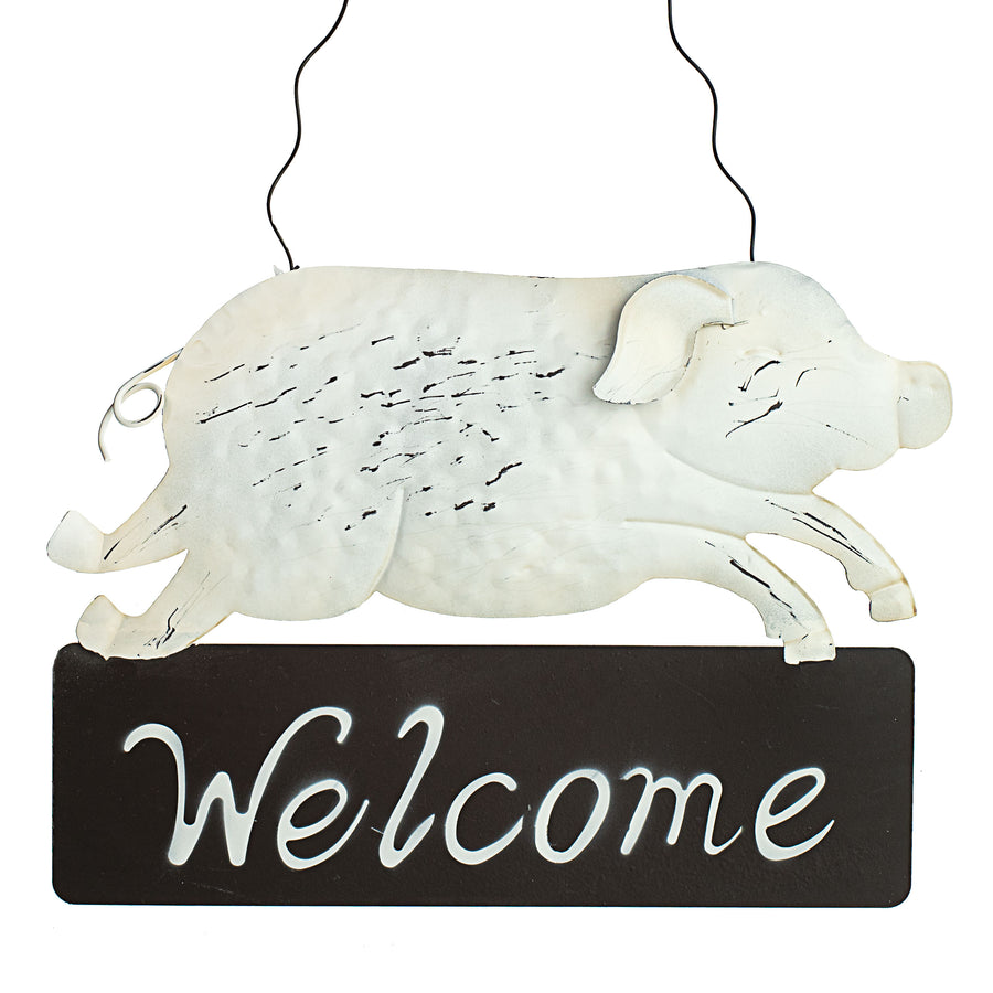 15" Piglet Welcome Metal Sign Item Number: 62747WT