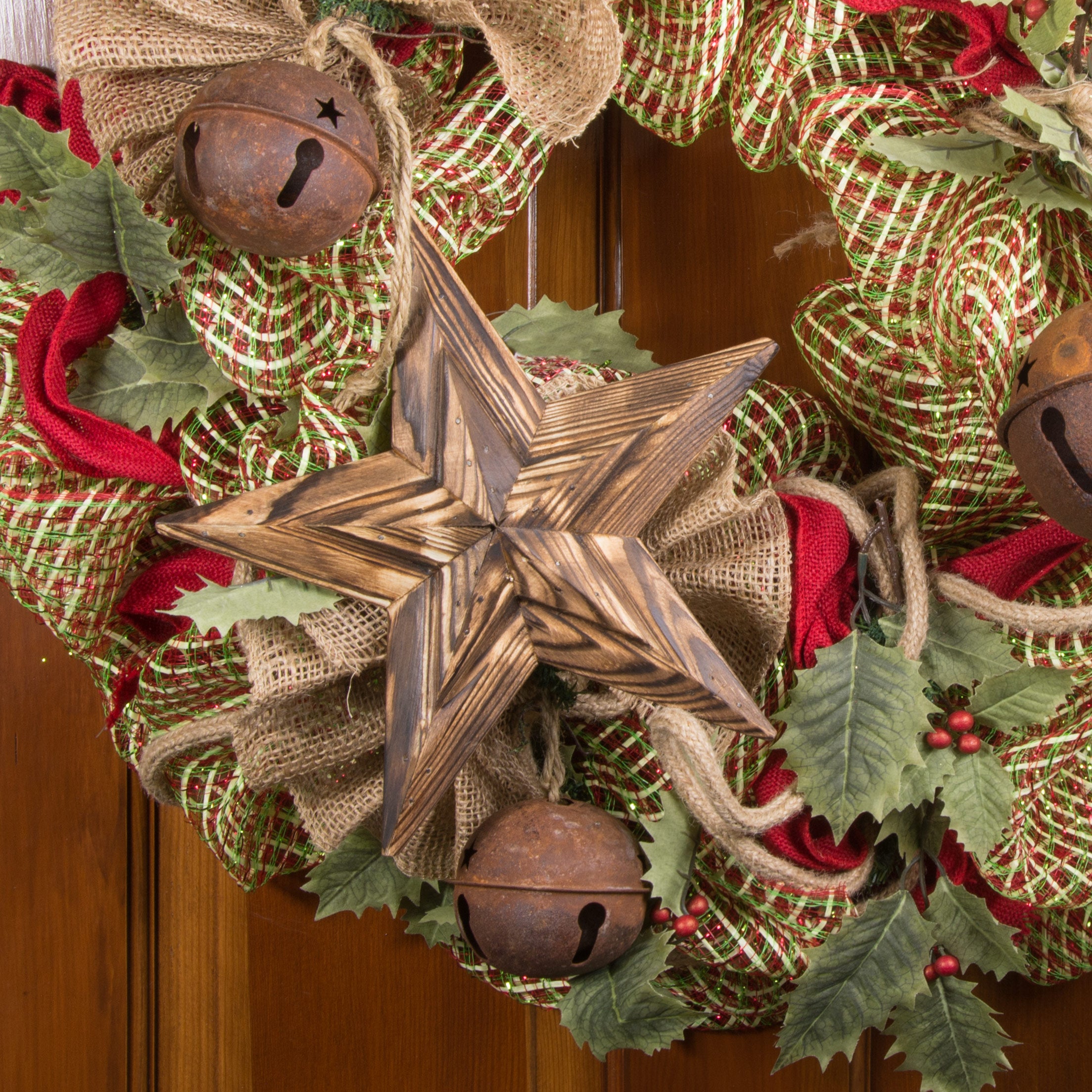 9" Pine Double Layer Star Ornament: Burnt Brown Lifestyle Photo