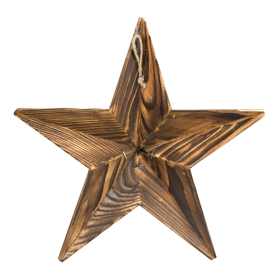 9" Pine Double Layer Star Ornament: Burnt Brown detail photo 3