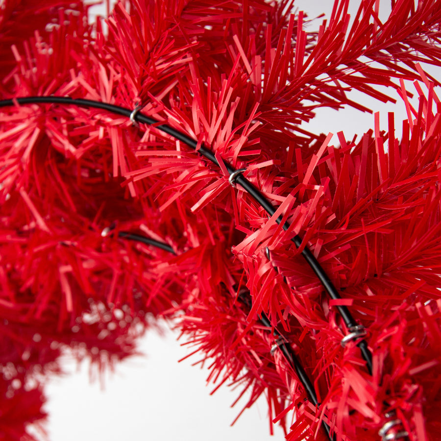 24" Pine PVC Wreath: Red (180 Tips) detail photo 4