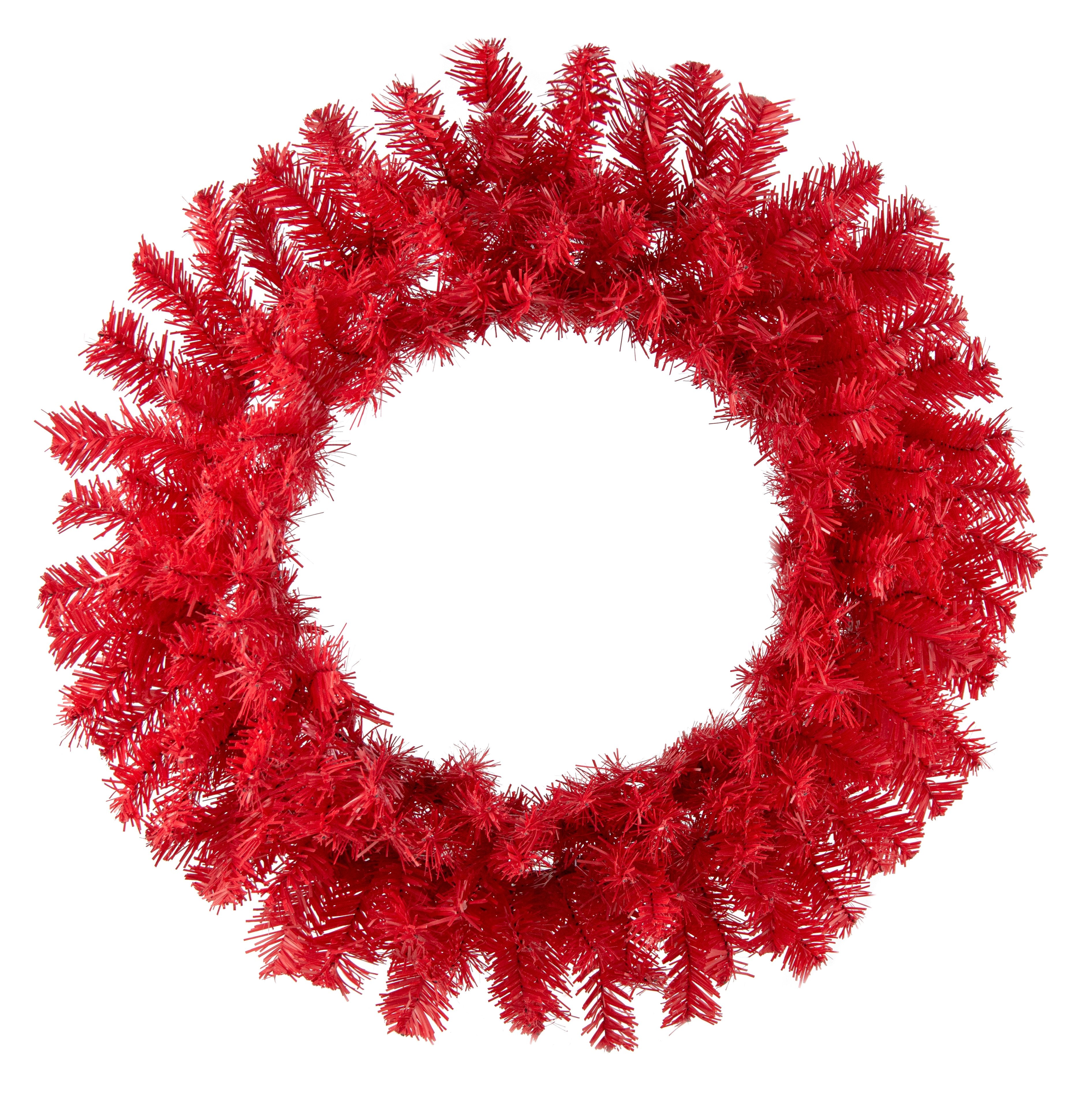 24" Pine PVC Wreath: Red (180 Tips) Item Number: XX962324