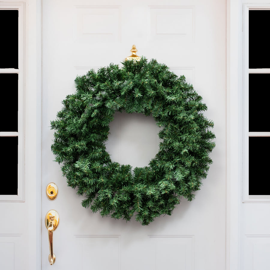 30" Pine PVC Wreath: Two-Tone Green (280 Tips) Lifestyle Photo