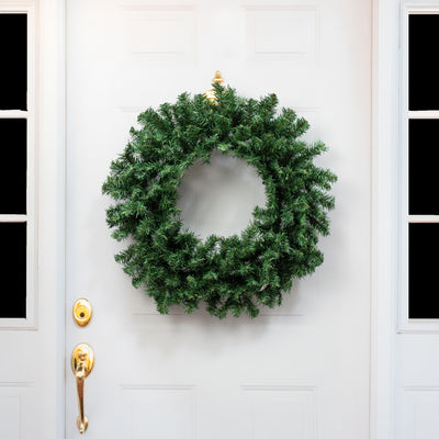 24" Pine PVC Wreath: Two-Tone Green (180 Tips) Lifestyle Photo