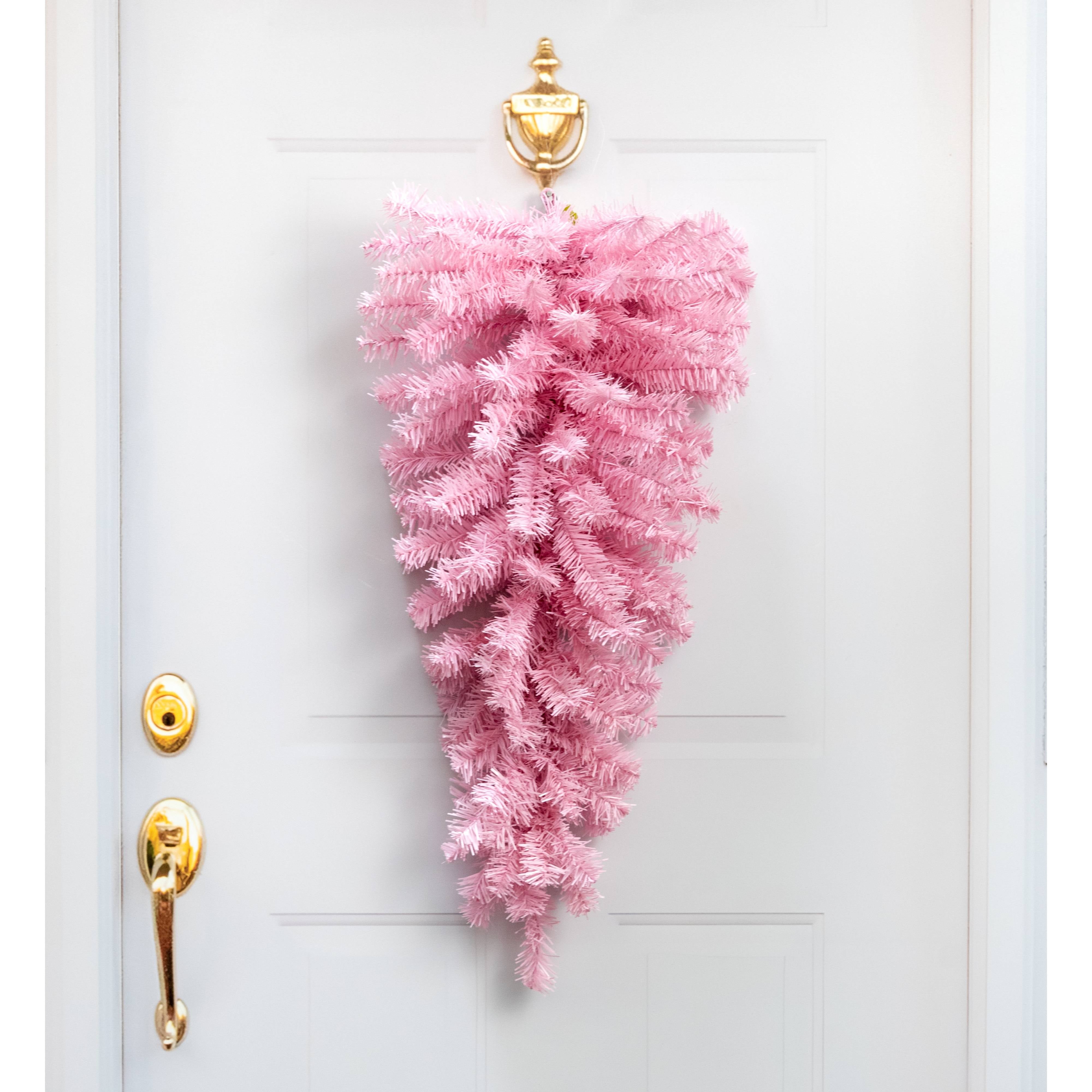 32" Pine Teardrop Swag: Pink Lifestyle Photo