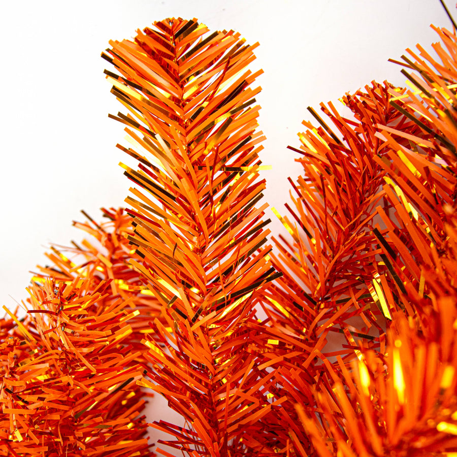 9' Pine Tinsel Garland: Metallic Orange detail photo 3
