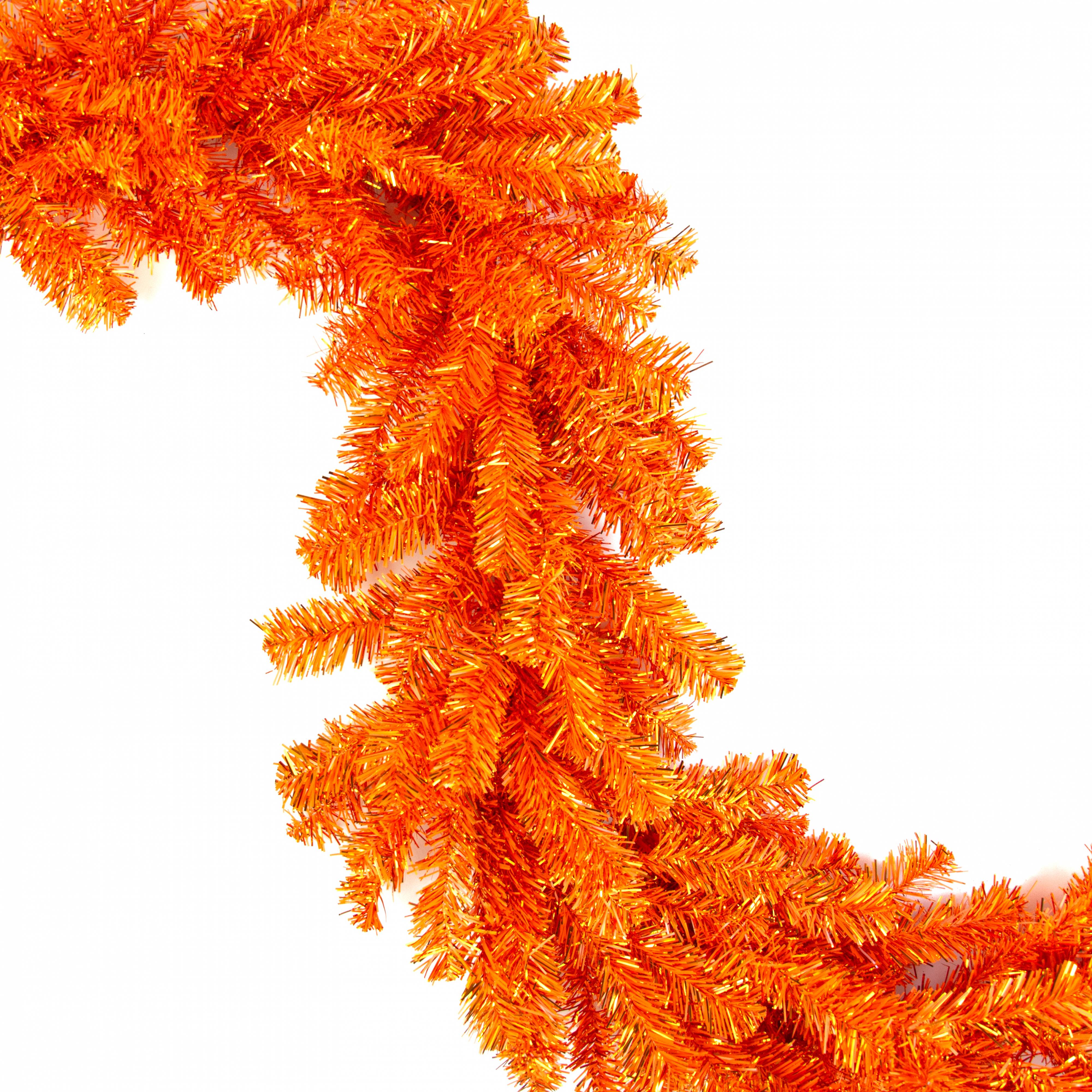 9' Pine Tinsel Garland: Metallic Orange