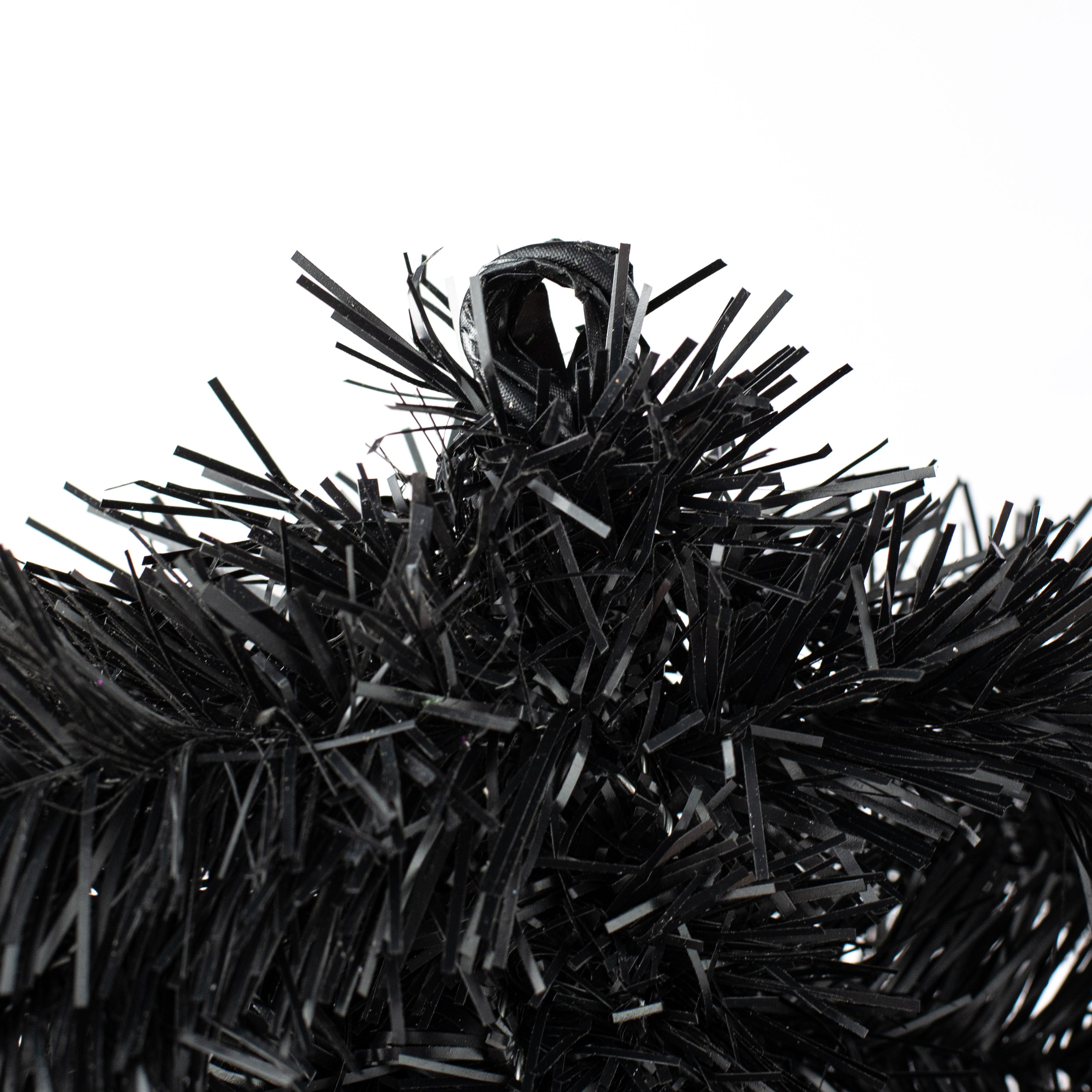 32" Pine Tinsel Teardrop Swag: Black detail photo 3