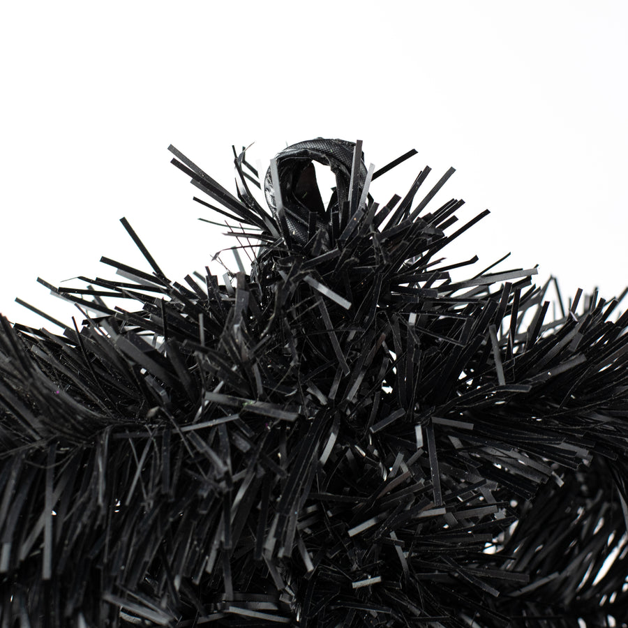 32" Pine Tinsel Teardrop Swag: Black detail photo 3