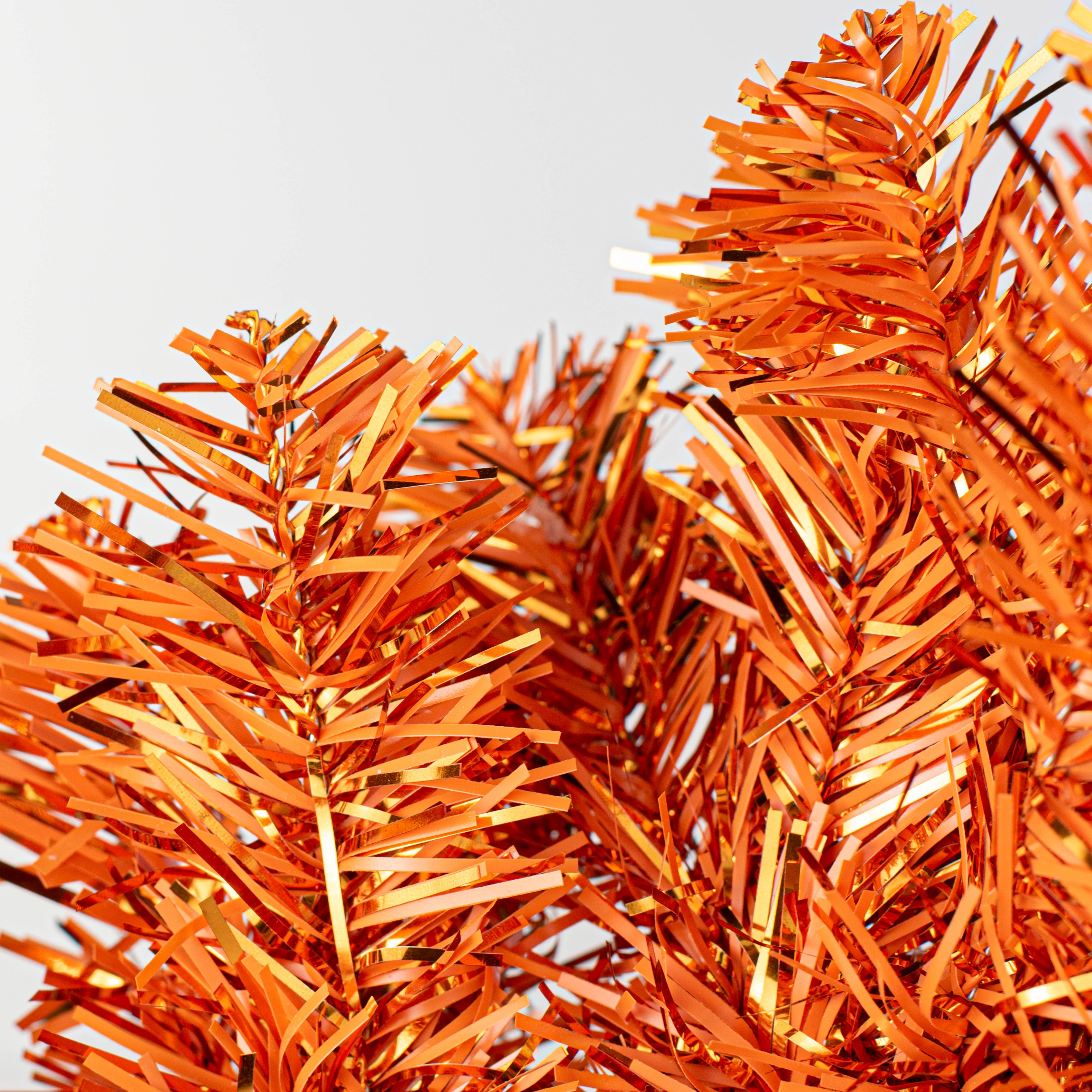 32" Pine Tinsel Teardrop Swag: Metallic Orange detail photo 4