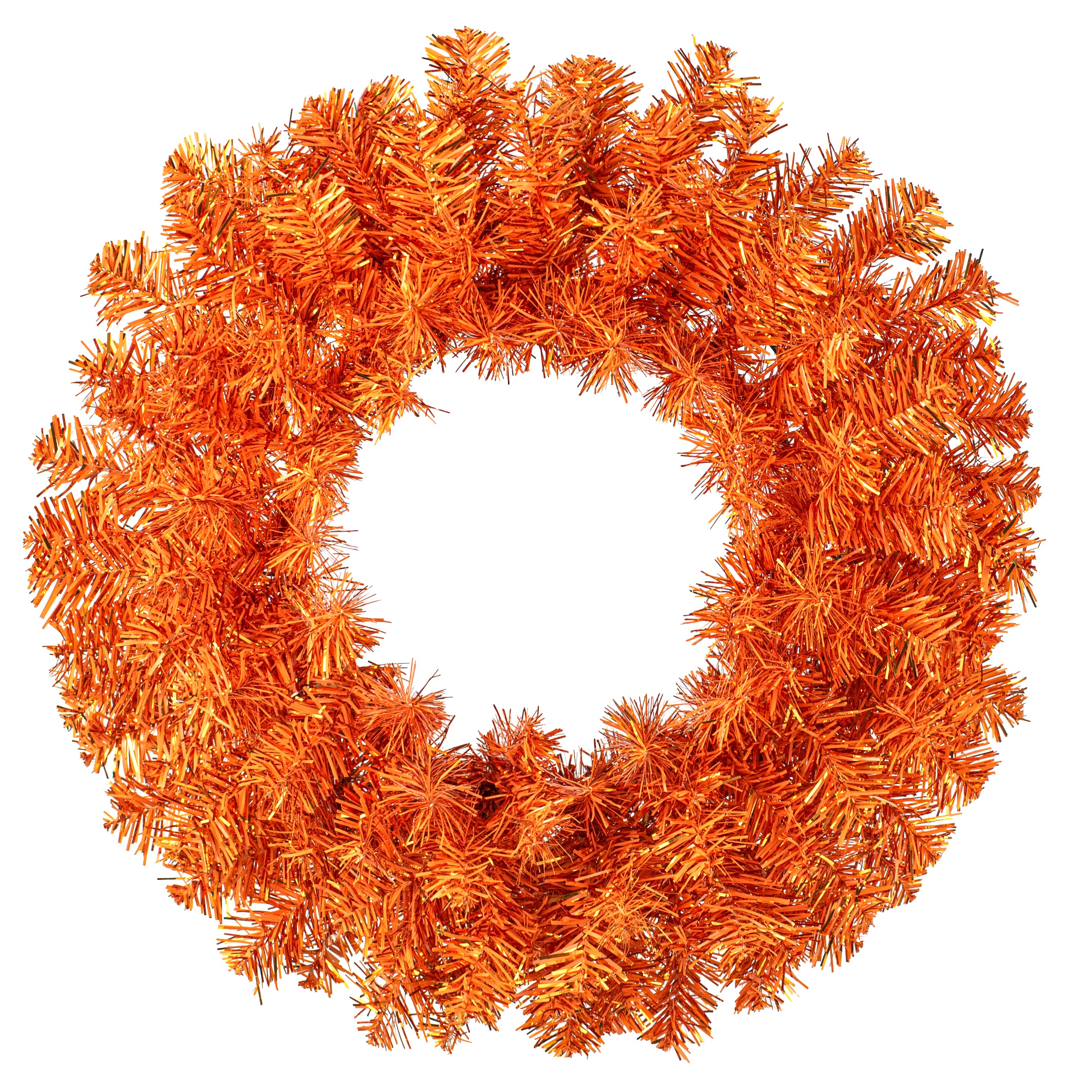 24" Pine Tinsel Wreath: Metallic Orange Item Number: 57196WR24