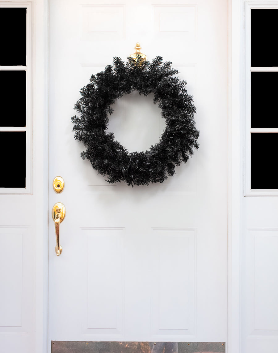 24" Pine Wreath: Black Lifestyle Photo