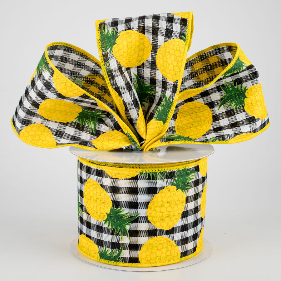 2.5" Pineapples On Check Ribbon (10 Yards) Lifestyle Photo