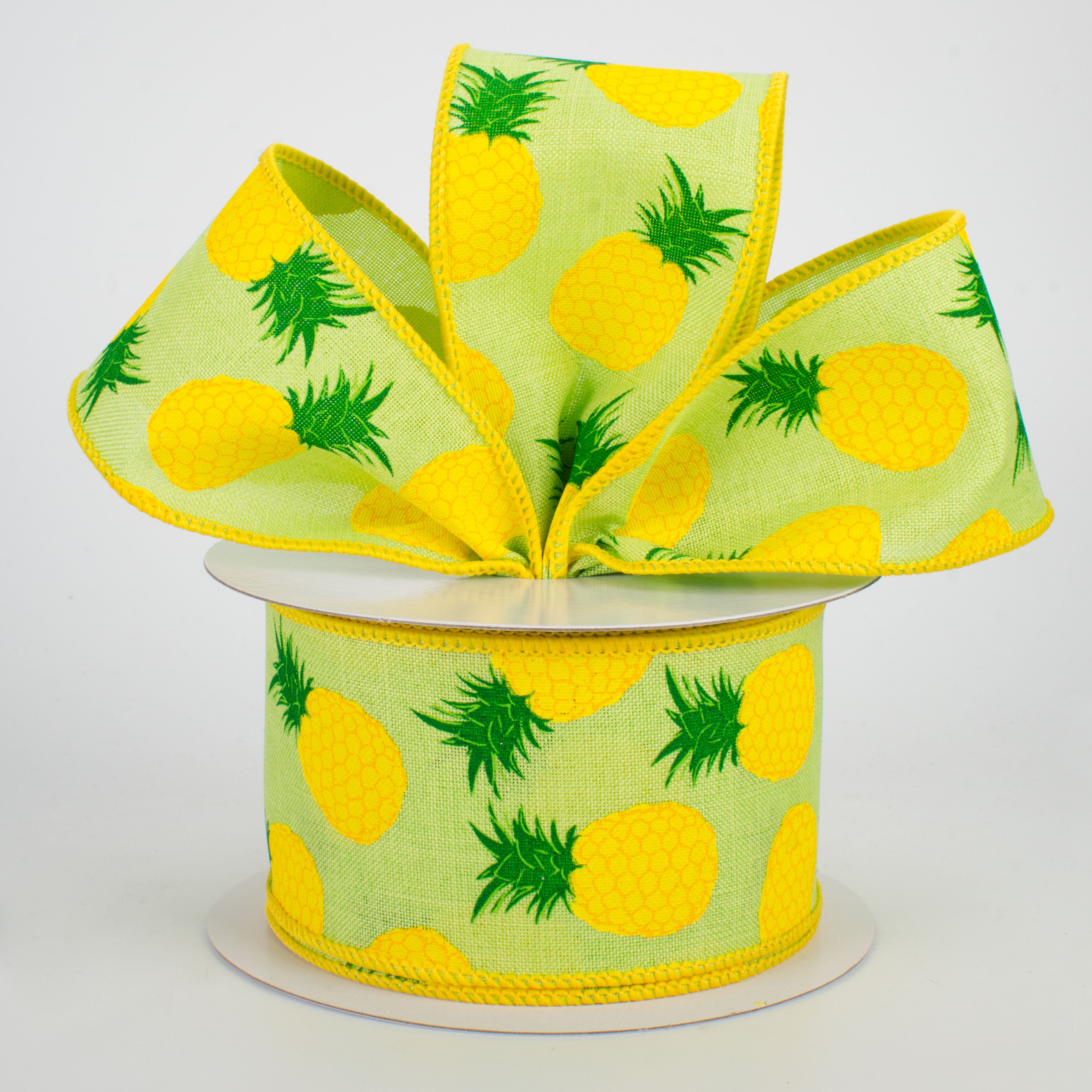 2.5" Pineapples Ribbon: Bright Green (10 Yards) Lifestyle Photo