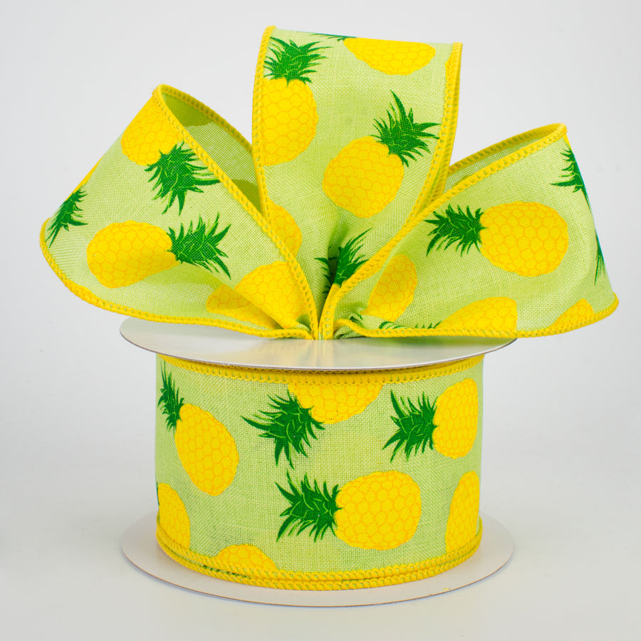 2.5" Pineapples Ribbon: Bright Green (10 Yards) Lifestyle Photo