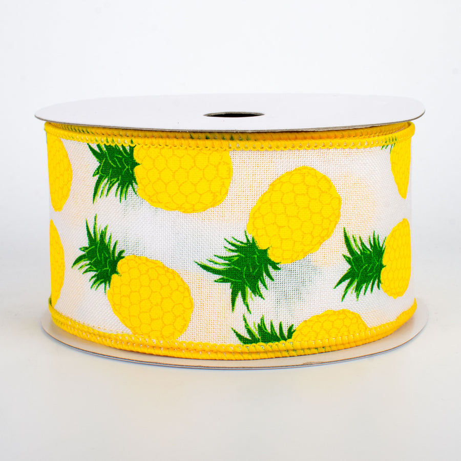 2.5" Pineapples Ribbon: White (10 Yards)