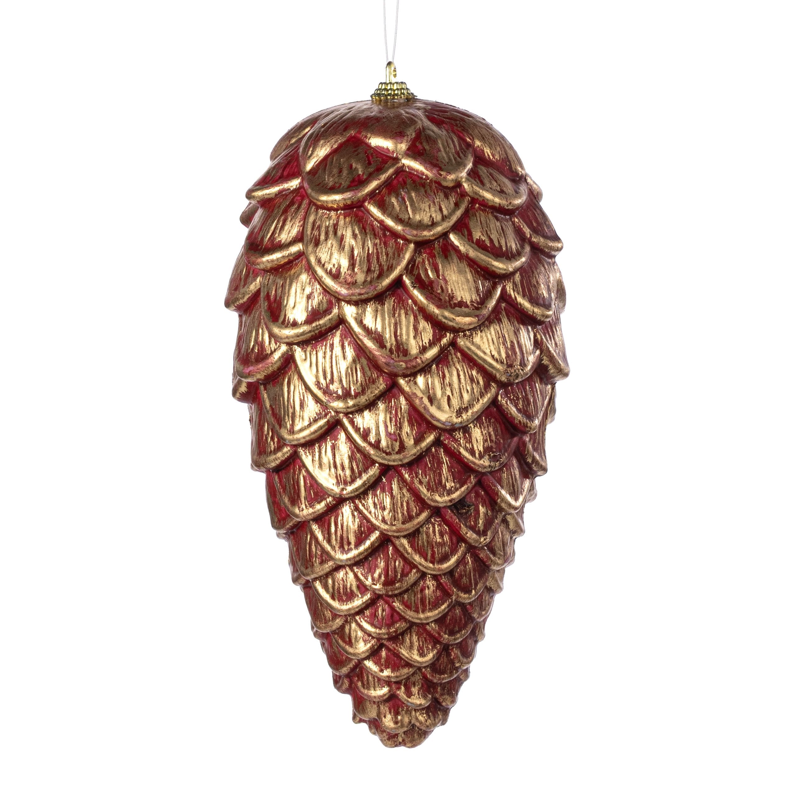 9" Pinecone Ornament: Dark Red & Gold Item Number: 32180-DK.RDGD