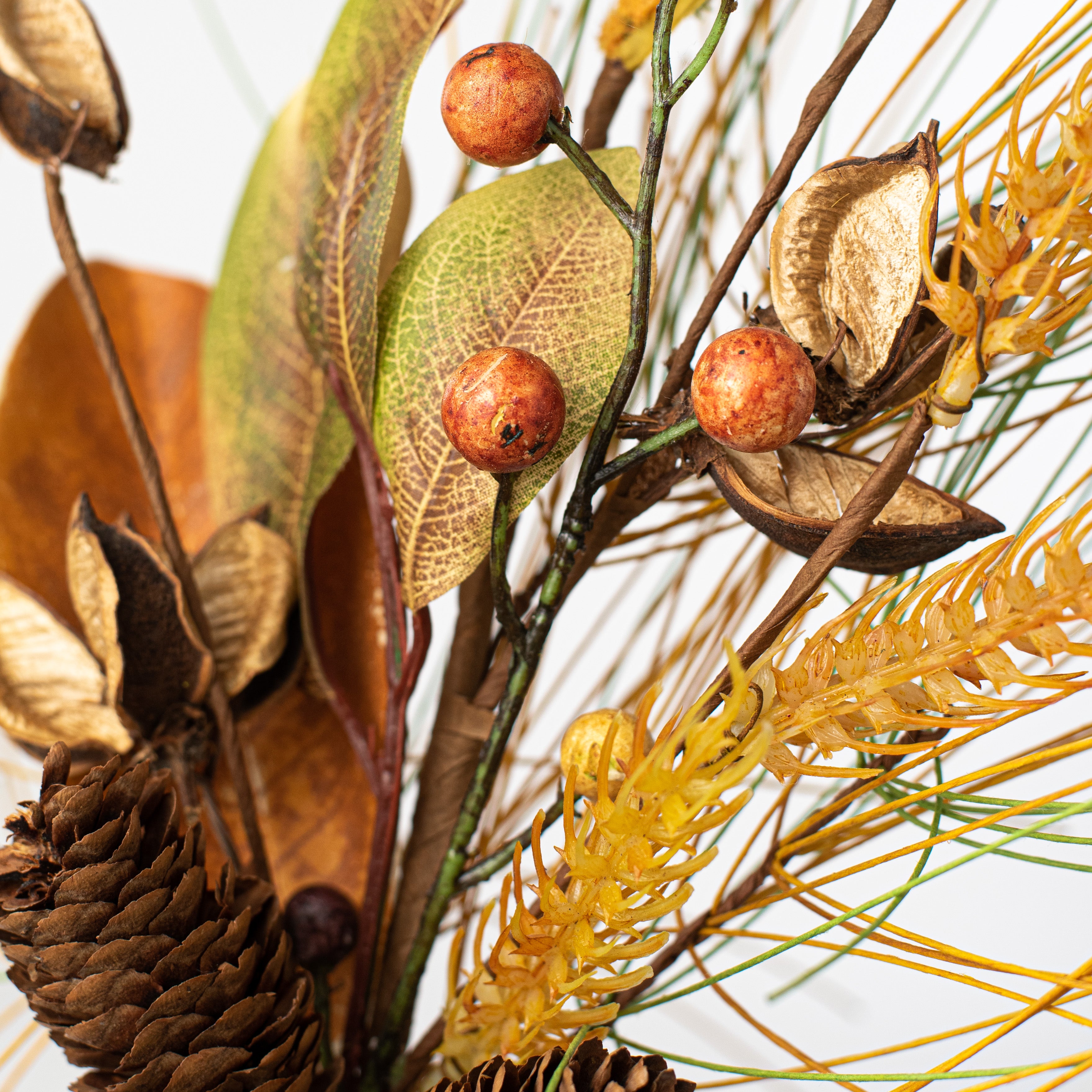 20" Pinecone, Wheat, Berry Spray: Brown, Orange, Cream Lifestyle Photo