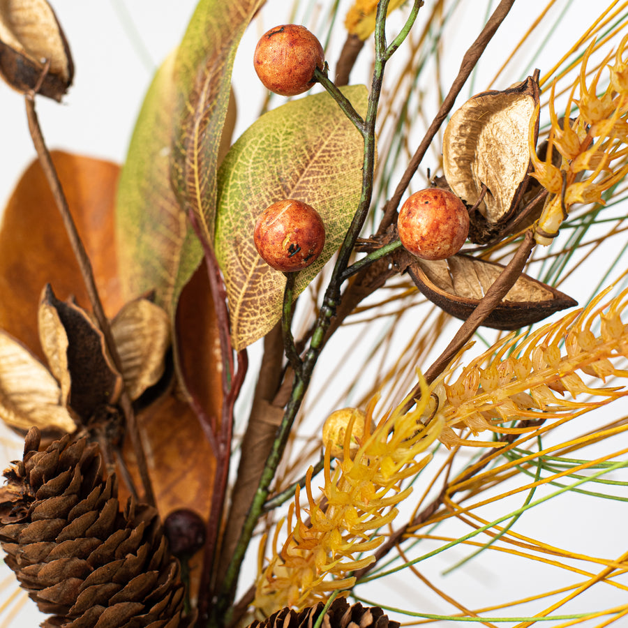 20" Pinecone, Wheat, Berry Spray: Brown, Orange, Cream Lifestyle Photo