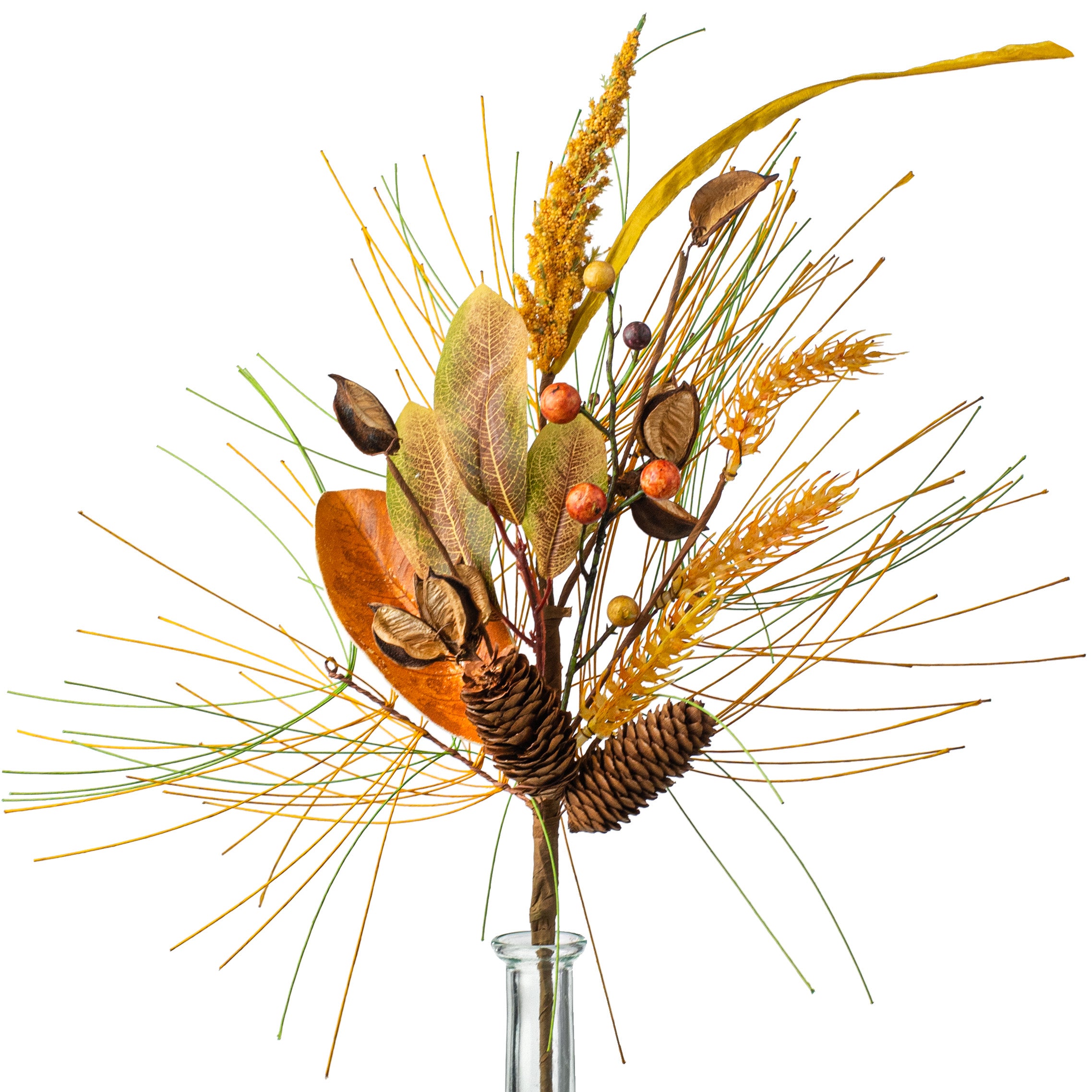 20" Pinecone, Wheat, Berry Spray: Brown, Orange, Cream Item Number: HA1479