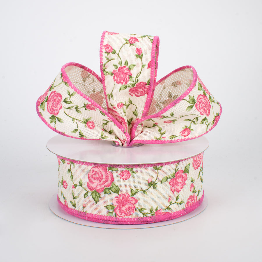 1.5" Pink Chintz Ribbon: Ivory (10 Yards) Lifestyle Photo