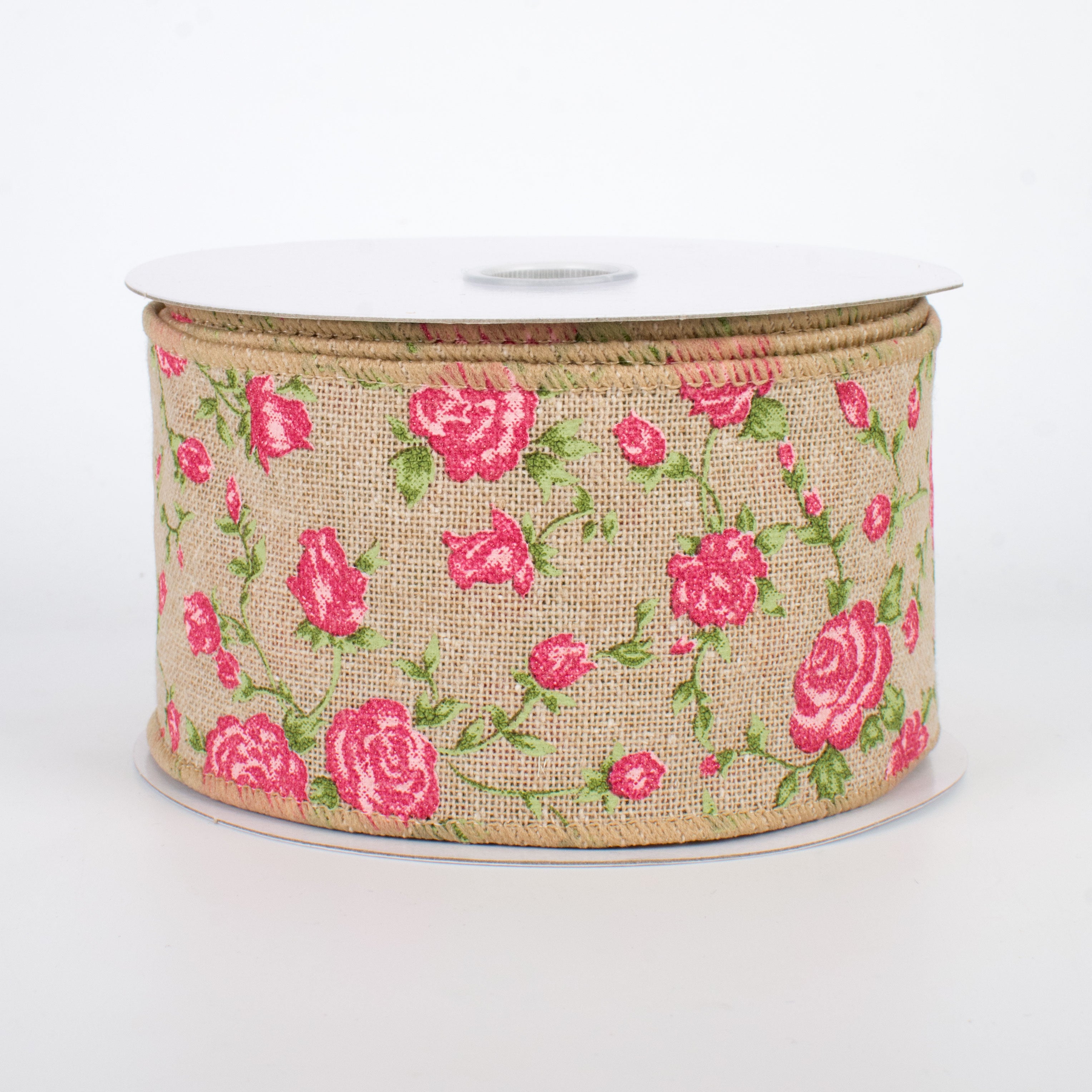 2.5" Pink Chintz Ribbon: Natural (10 Yards)