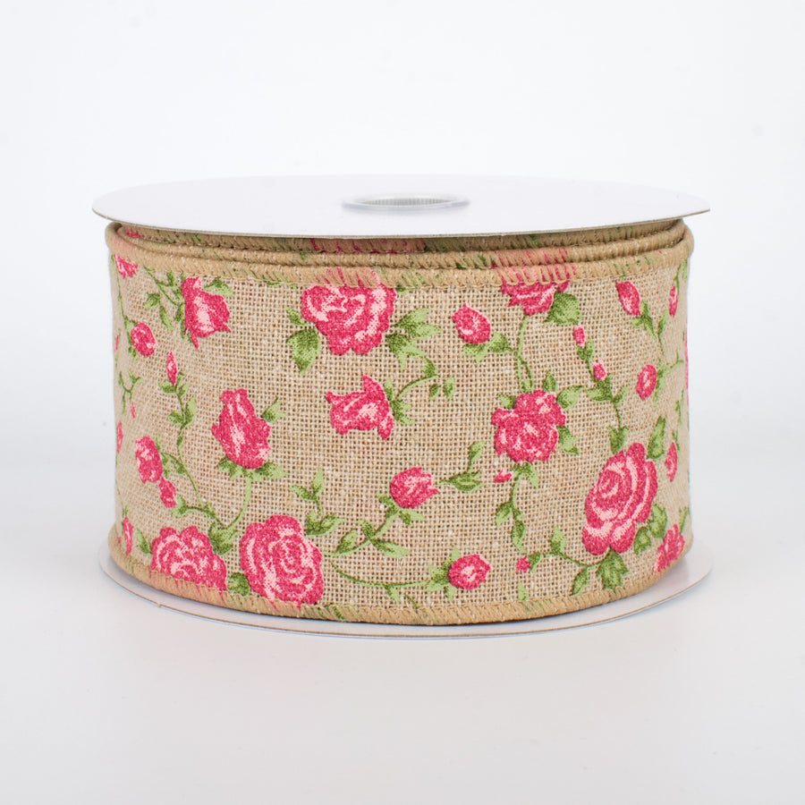 2.5" Pink Chintz Ribbon: Natural (10 Yards)