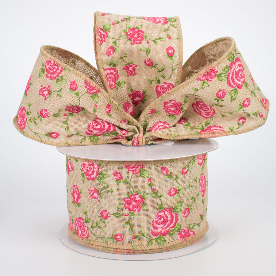 2.5" Pink Chintz Ribbon: Natural (10 Yards) Lifestyle Photo