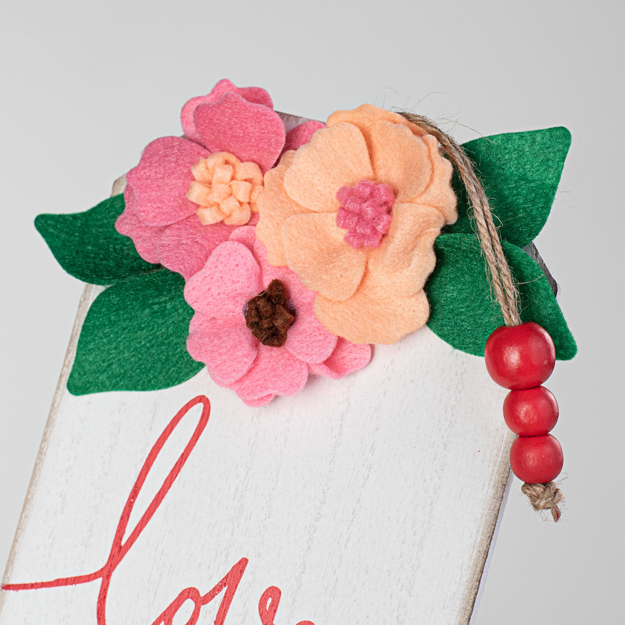 7" Pink Combo Ranunculus Love Ornament detail photo 3