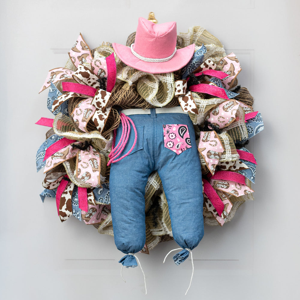Pink Cowgirl Wreath Decorating Kit (2 Pieces) Lifestyle Photo